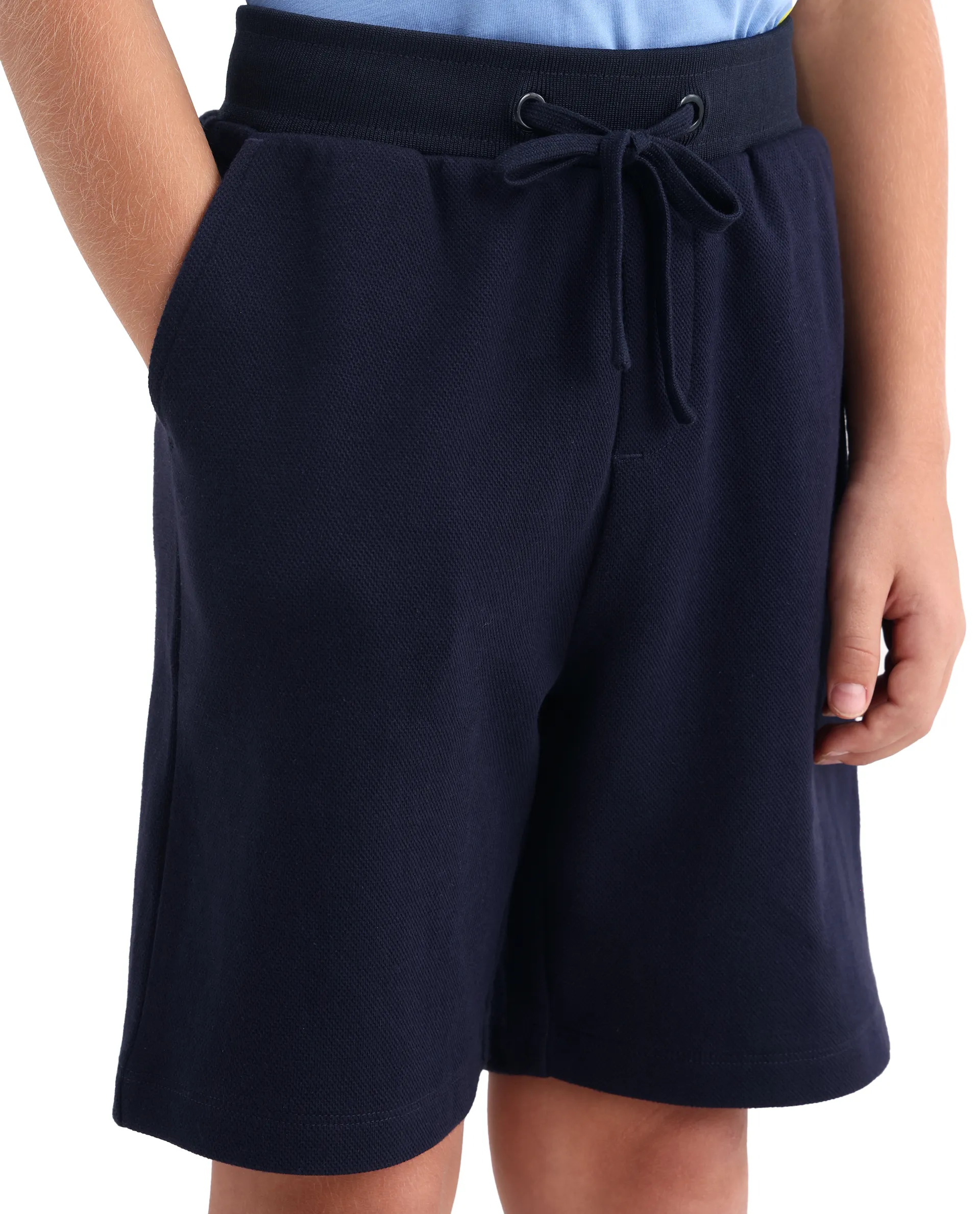 Rare Ones Kids Heros-B Navy Polyester Blend Fabric Button And Zipper Closure Hd Print Regular Fit Shorts - Image 3