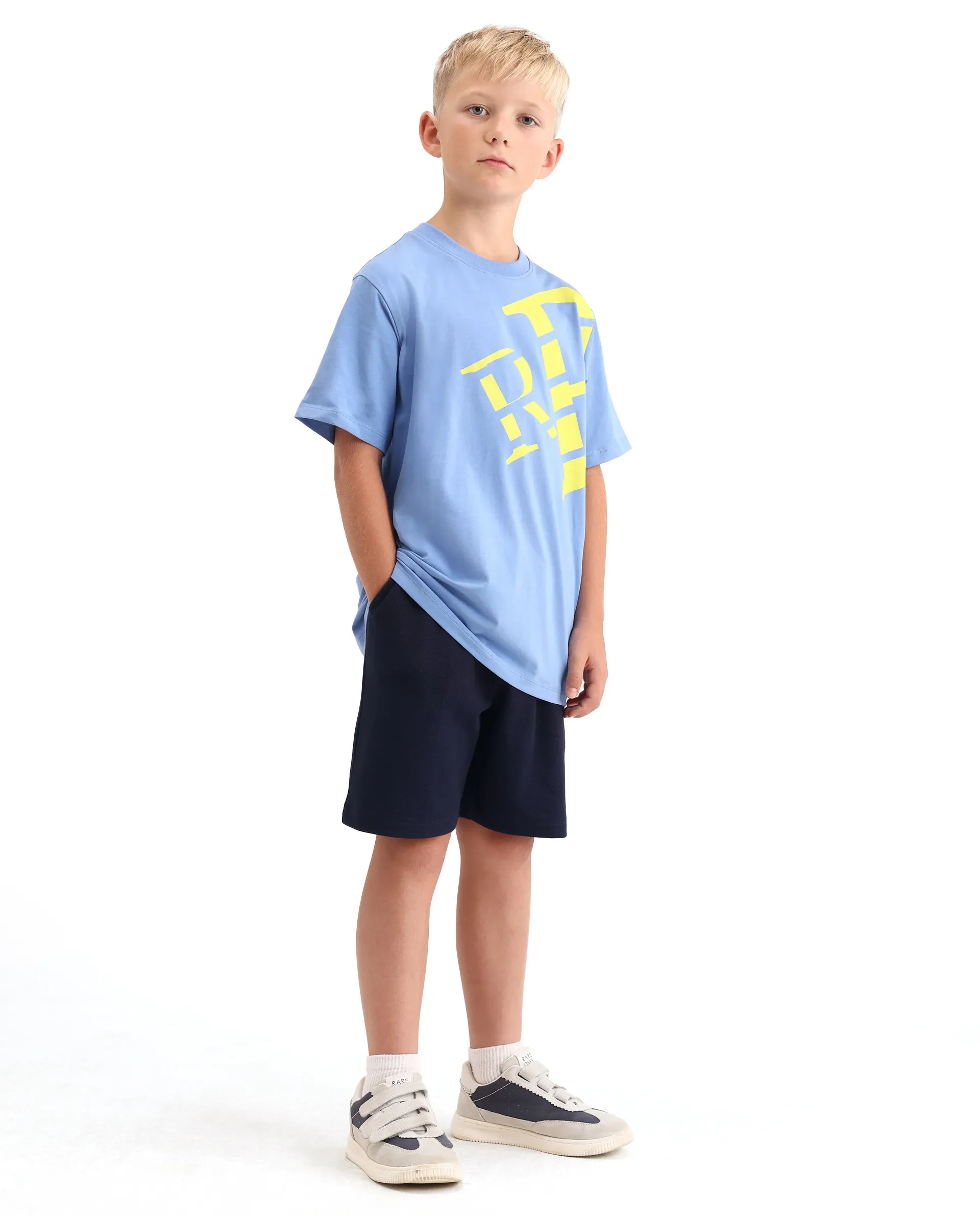 Rare Ones Kids Heros-B Navy Polyester Blend Fabric Button And Zipper Closure Hd Print Regular Fit Shorts - Image 5