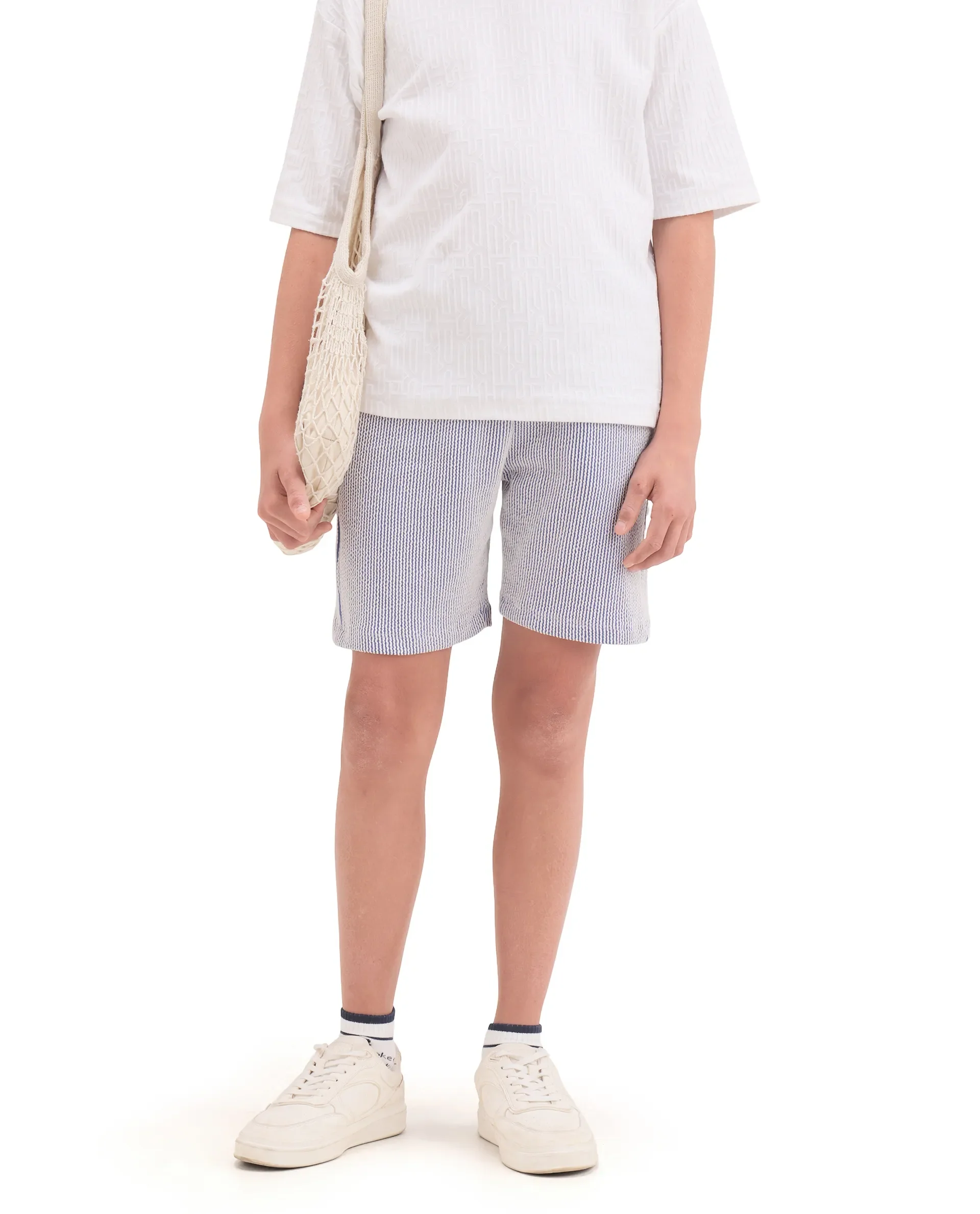 Rare Ones Kids John26-B Light Blue Cotton Blend Fabric Drawstring Closure Regular Fit Shorts - Image 2
