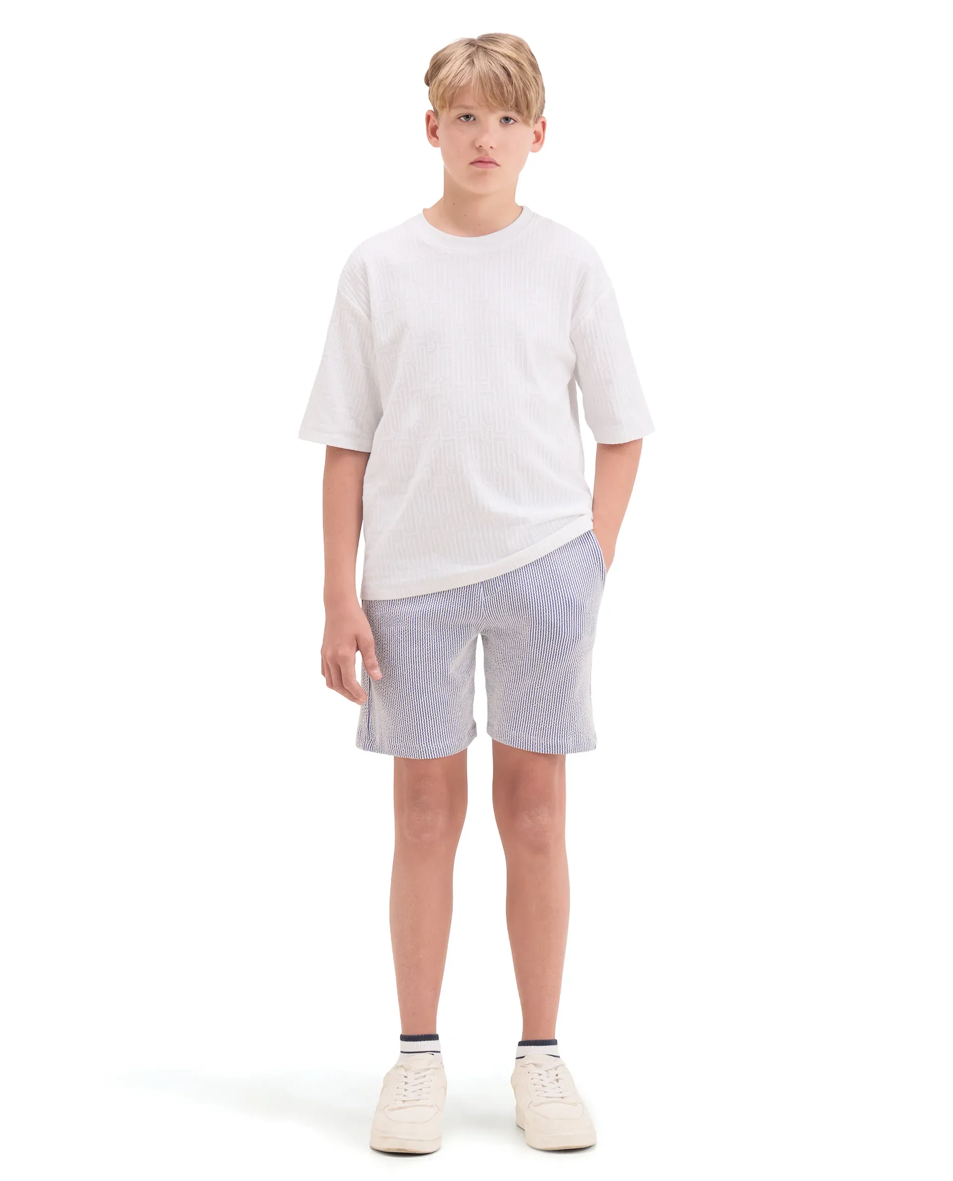 Rare Ones Kids John26-B Light Blue Cotton Blend Fabric Drawstring Closure Regular Fit Shorts - Image 4