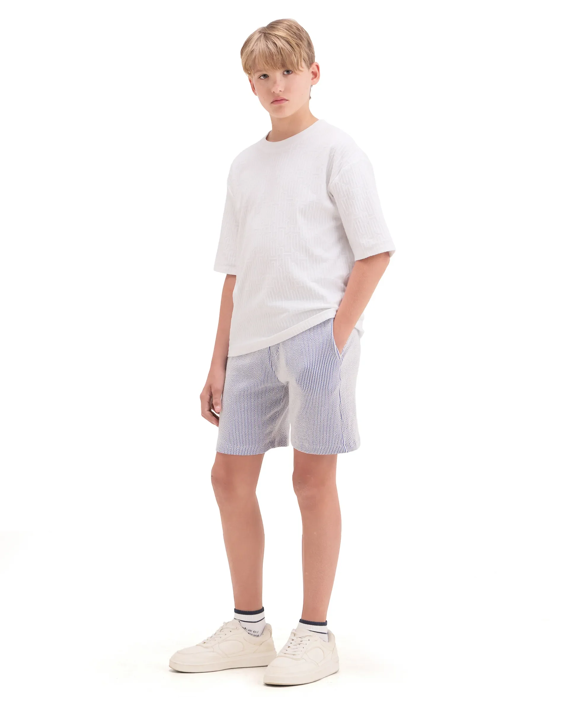 Rare Ones Kids John26-B Light Blue Cotton Blend Fabric Drawstring Closure Regular Fit Shorts - Image 5