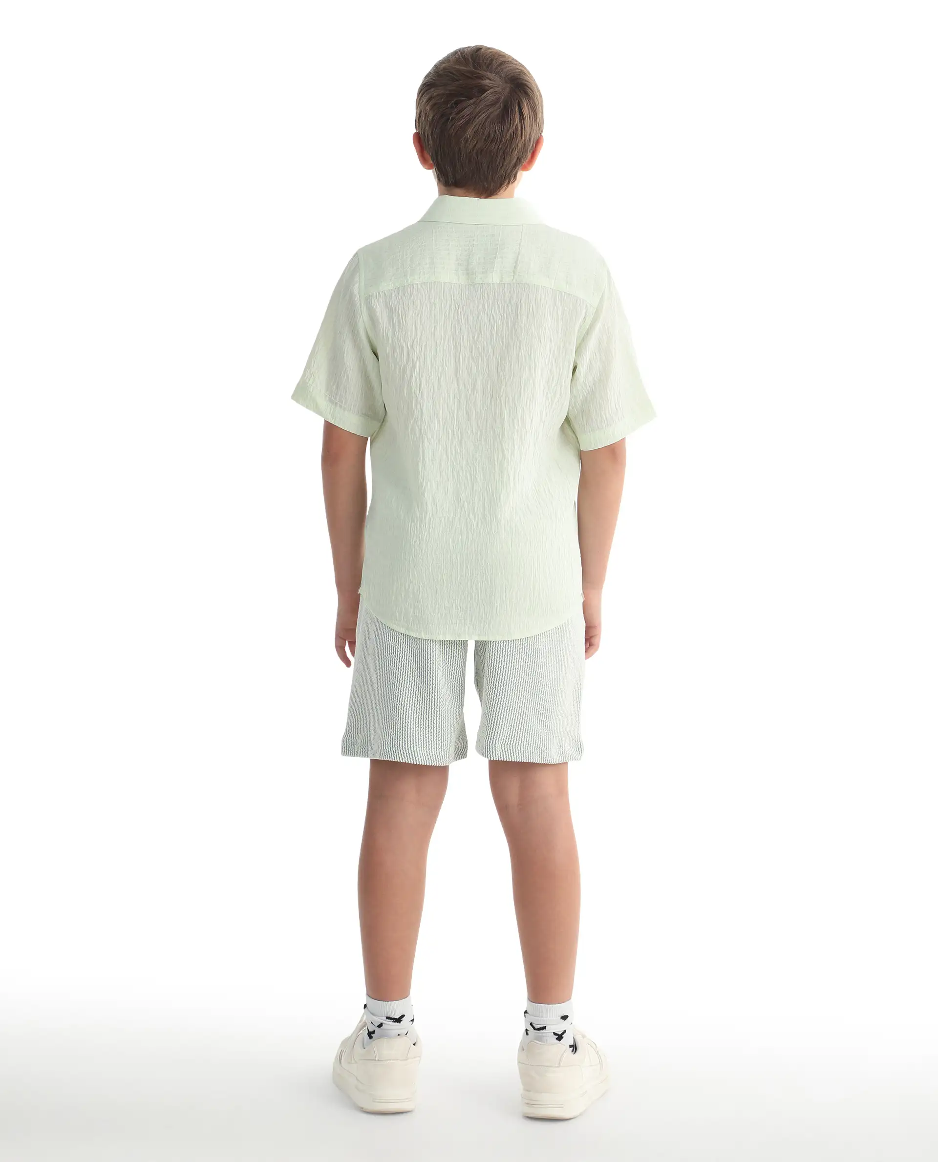 Rare Ones Kids John26-B Light Green Cotton Blend Fabric Drawstring Closure Regular Fit Shorts - Image 8
