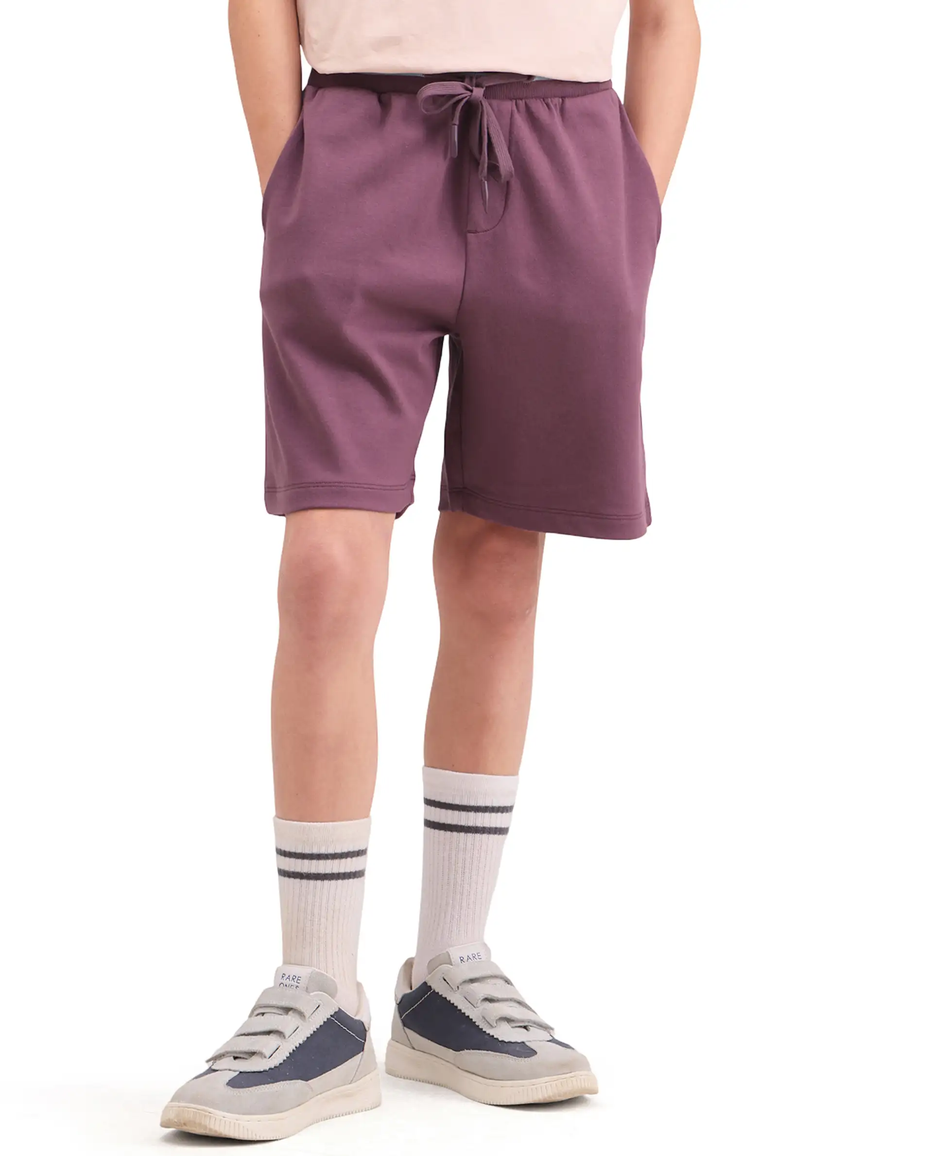 Rare Ones Kids Jonty-B Dark Purple Cotton Blend Fabric Drawstring Closure Regular Fit Shorts - Image 2