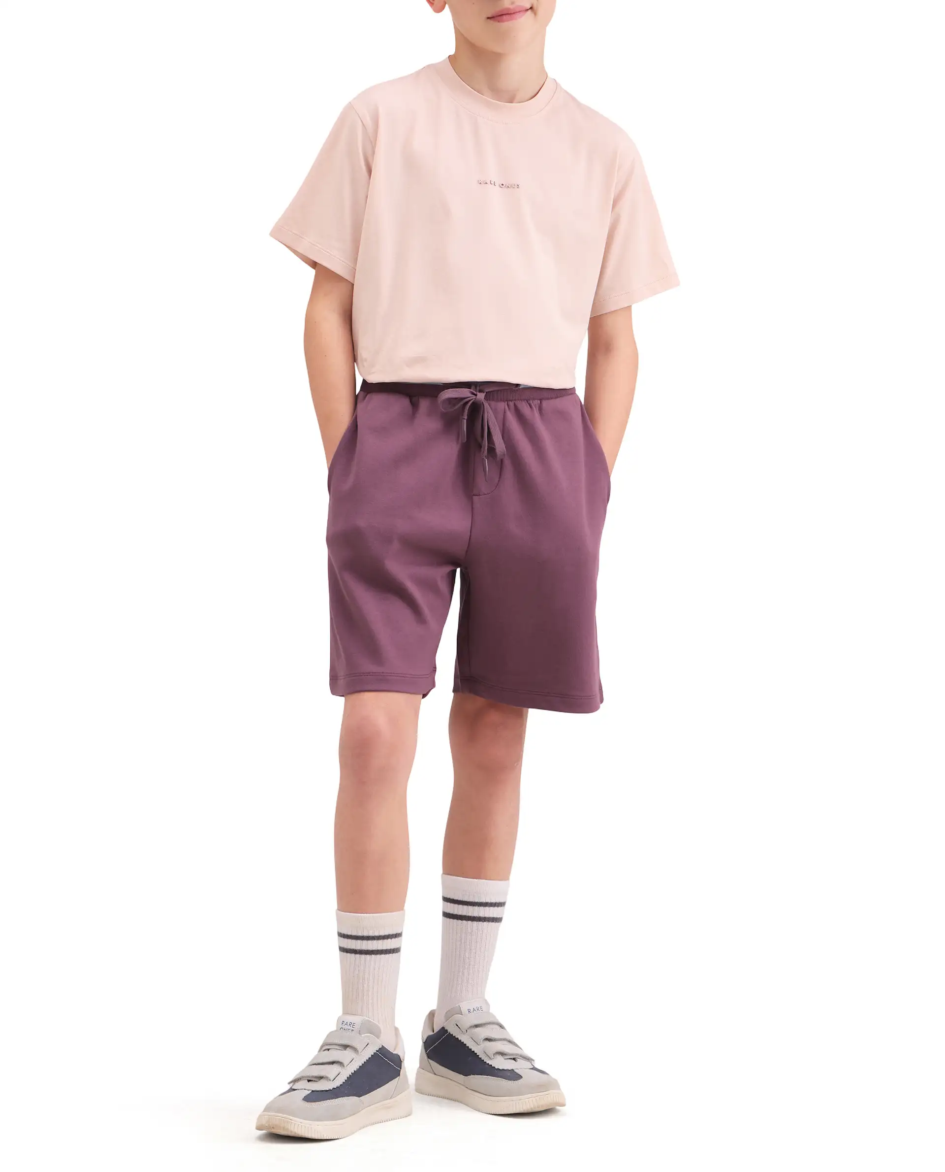 Rare Ones Kids Jonty-B Dark Purple Cotton Blend Fabric Drawstring Closure Regular Fit Shorts - Image 4