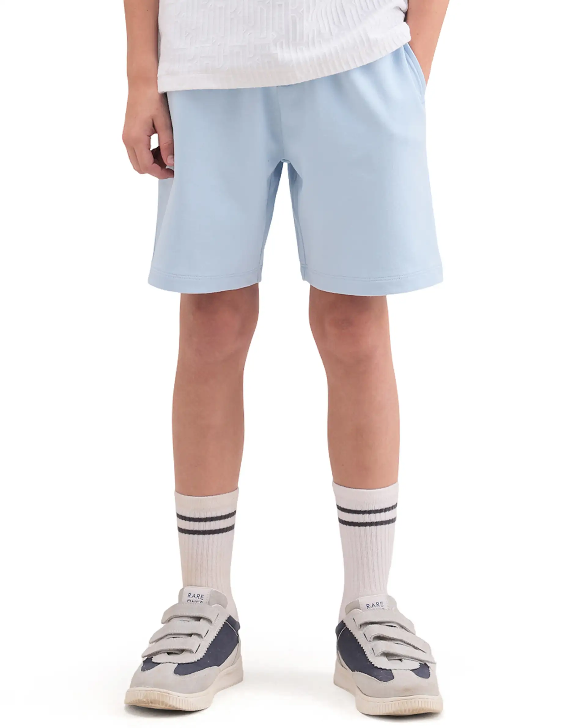 Rare Ones Kids Jonty-B Pastel Blue Cotton Blend Fabric Drawstring Closure Regular Fit Shorts - Image 2