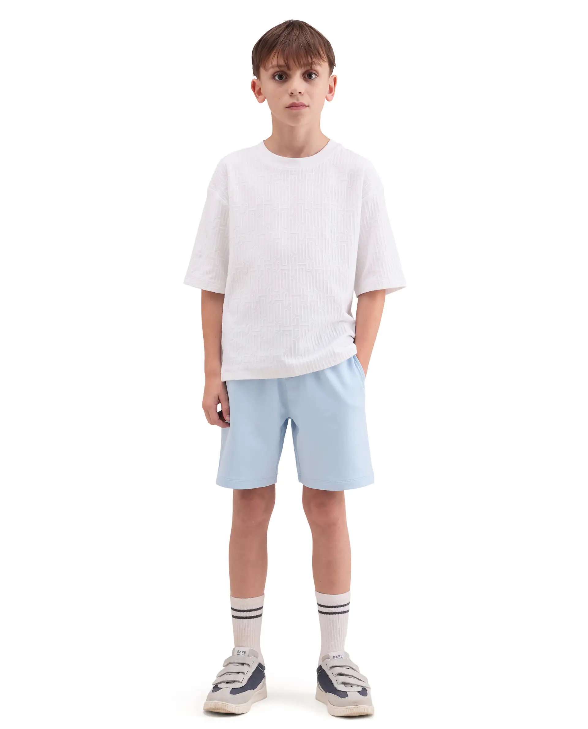 Rare Ones Kids Jonty-B Pastel Blue Cotton Blend Fabric Drawstring Closure Regular Fit Shorts - Image 5