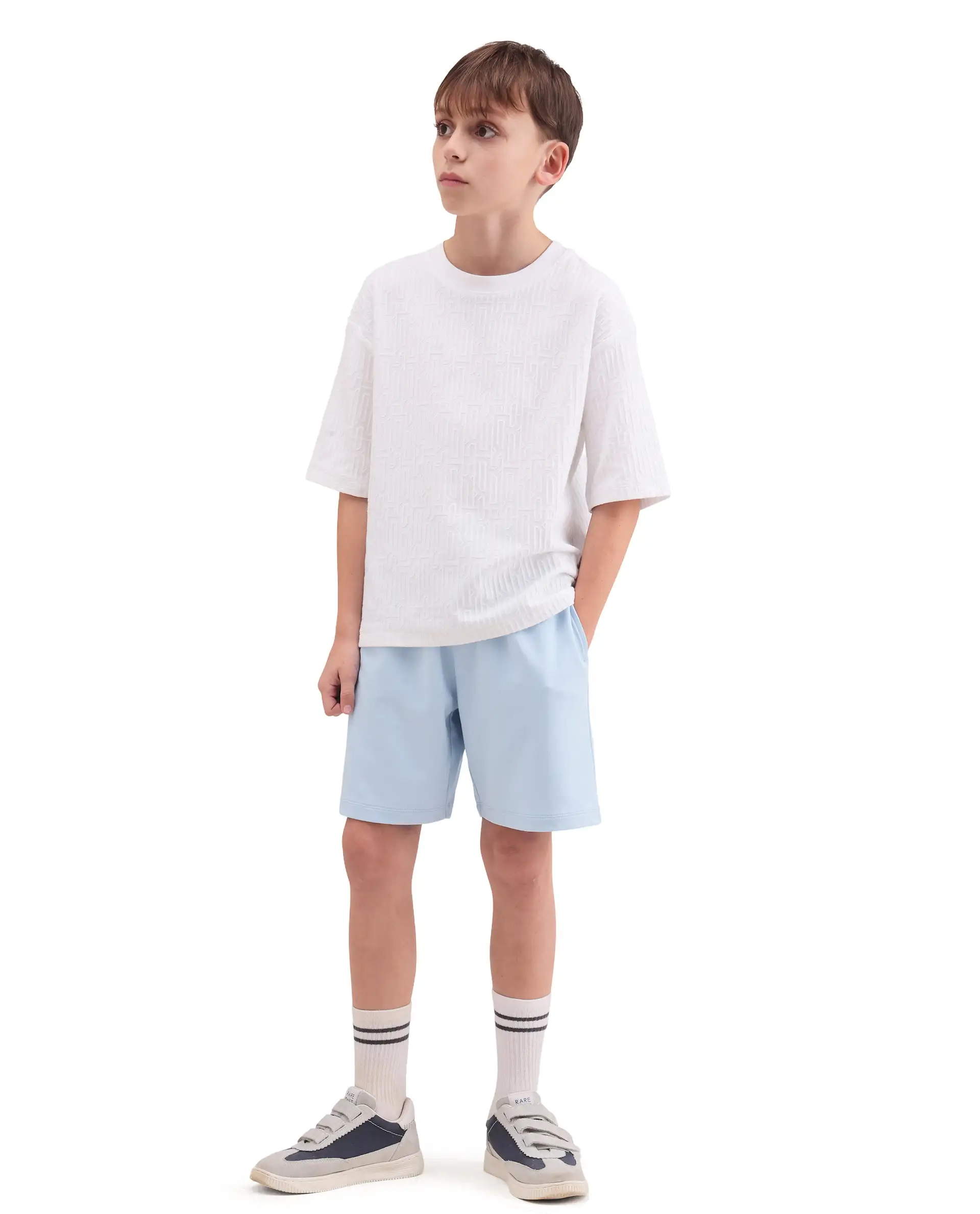 Rare Ones Kids Jonty-B Pastel Blue Cotton Blend Fabric Drawstring Closure Regular Fit Shorts - Image 6