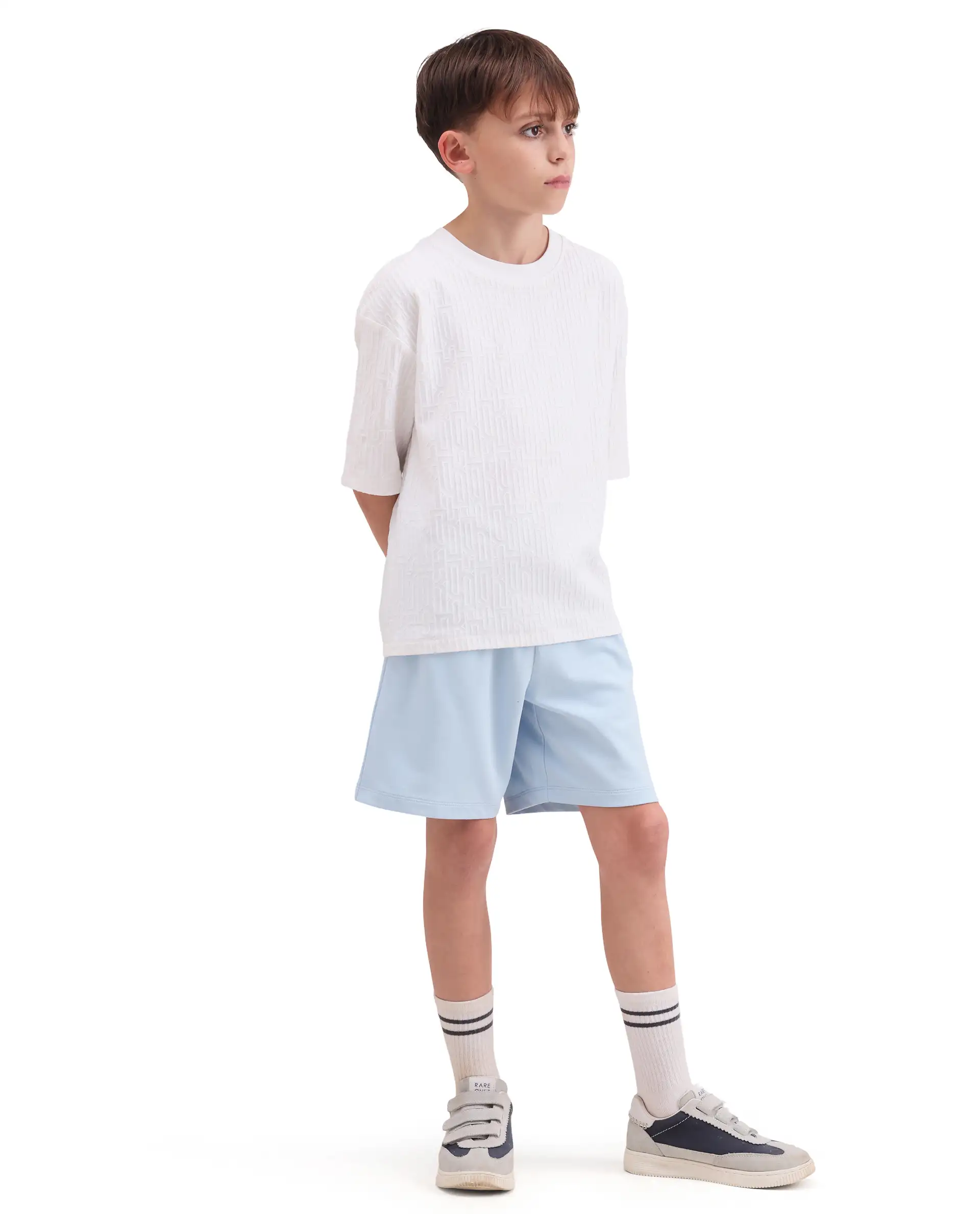 Rare Ones Kids Jonty-B Pastel Blue Cotton Blend Fabric Drawstring Closure Regular Fit Shorts - Image 7