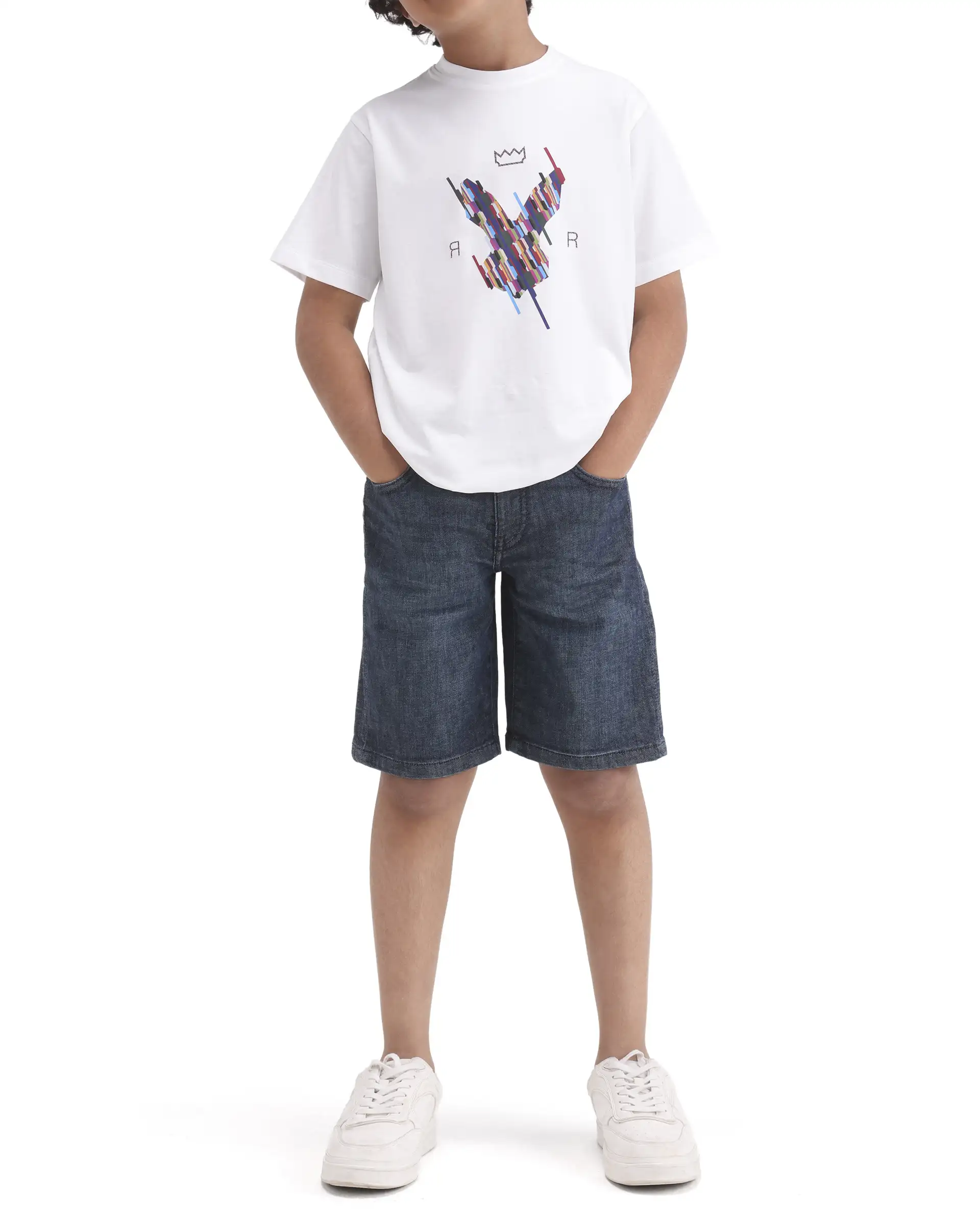 Rare Ones Kids Marin-1 Dark Blue Cotton Blend Fabric Zipper Closure Regular Fit Shorts - Image 2