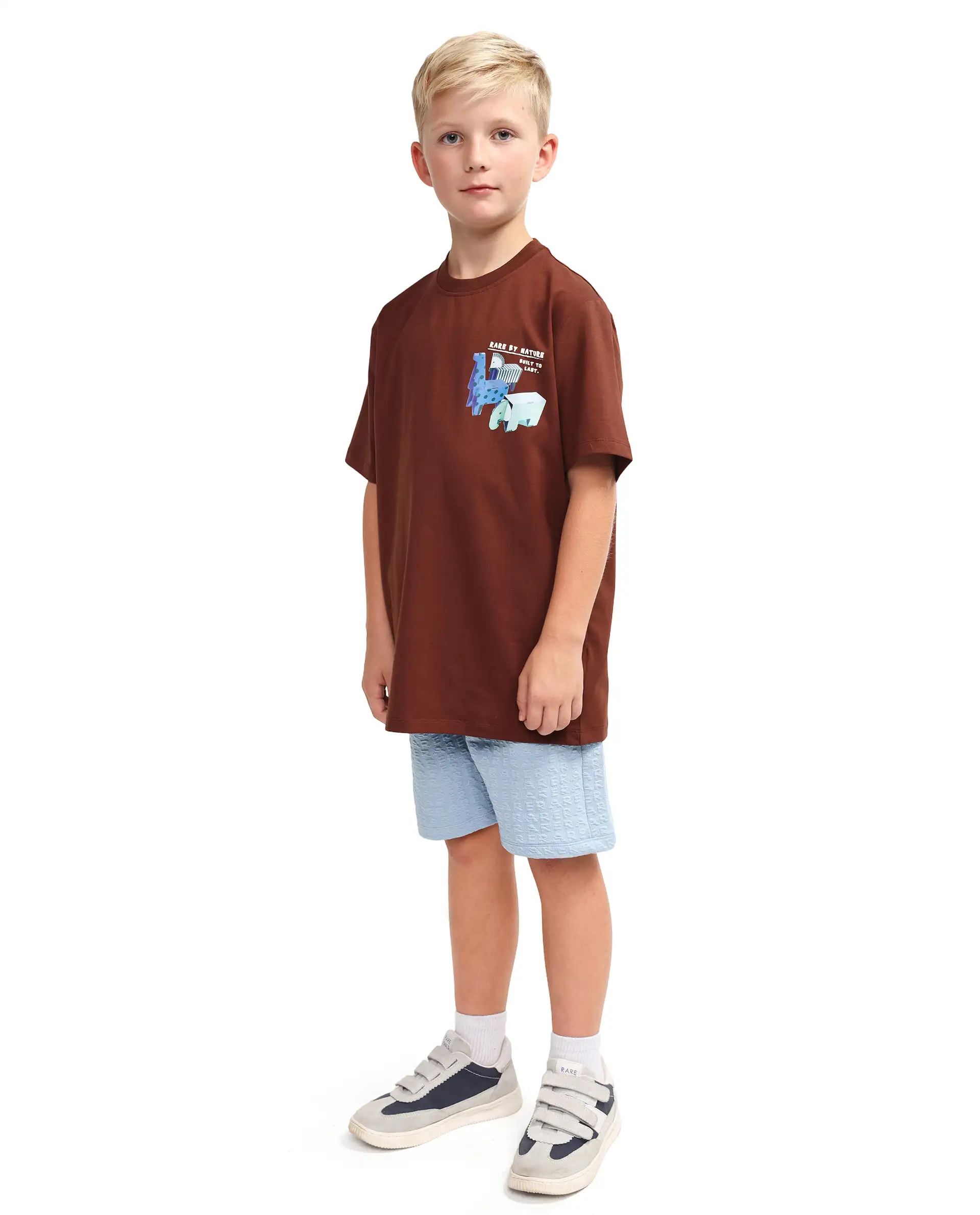 Rare Ones Kids Myrok-B Blue Polyester Blend Fabric Drawstring Closure Jacquard Regular Fit Shorts - Image 8