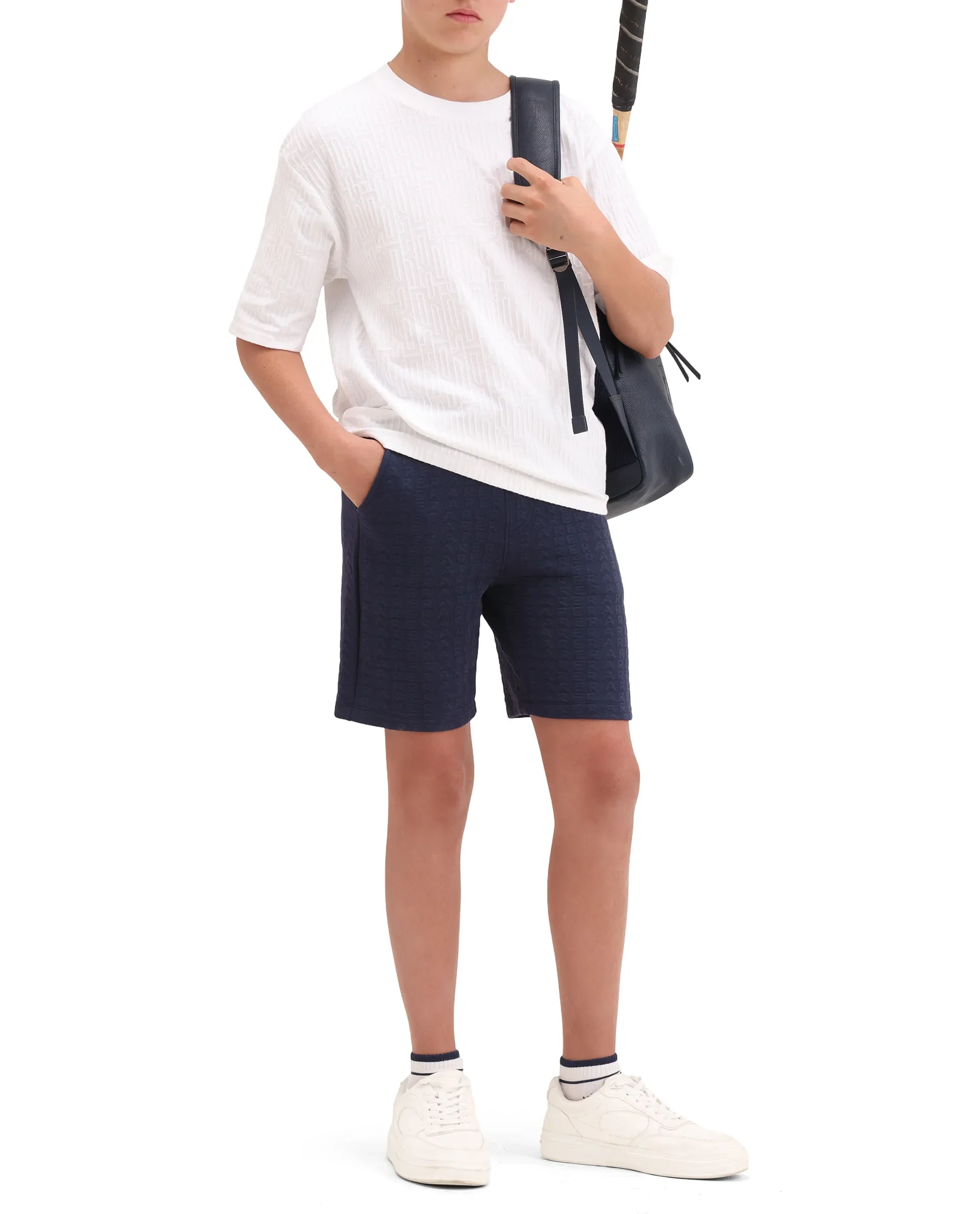 Rare Ones Kids Myrok-B Purple Polyester Blend Fabric Drawstring Closure Jacquard Regular Fit Shorts - Image 2