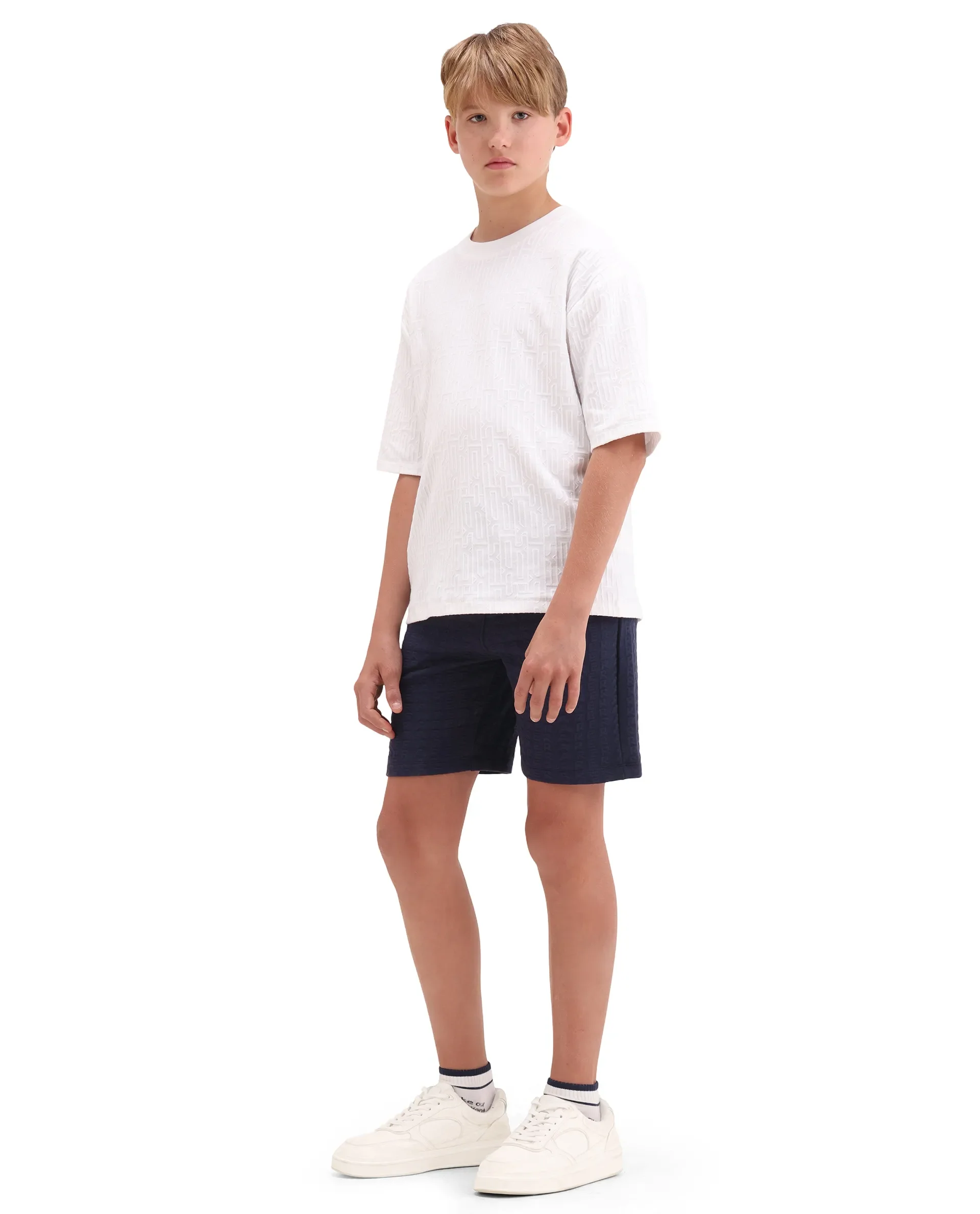 Rare Ones Kids Myrok-B Purple Polyester Blend Fabric Drawstring Closure Jacquard Regular Fit Shorts - Image 5