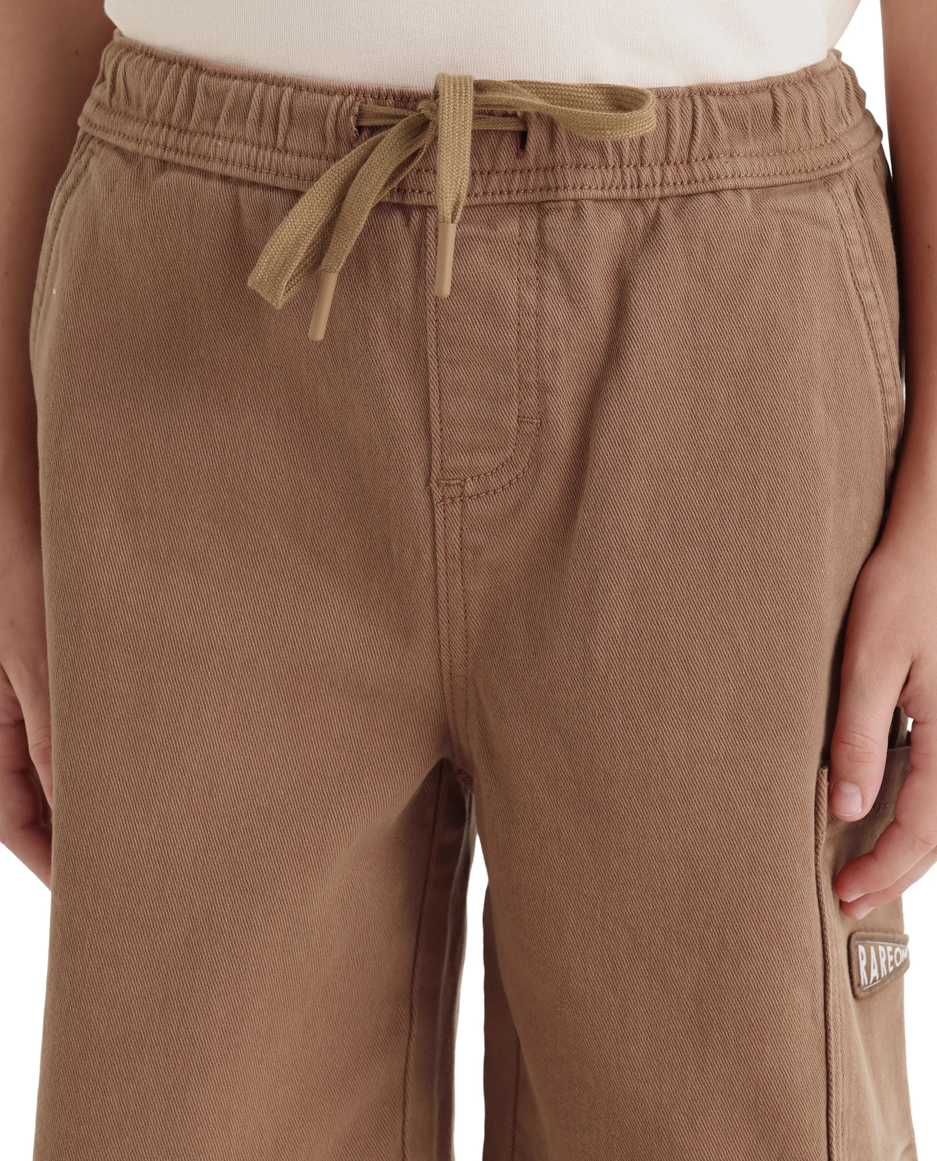 Rare Ones Kids Olio Light Brown Cotton Fabric Pull-On Closure Regular Fit Shorts - Image 2