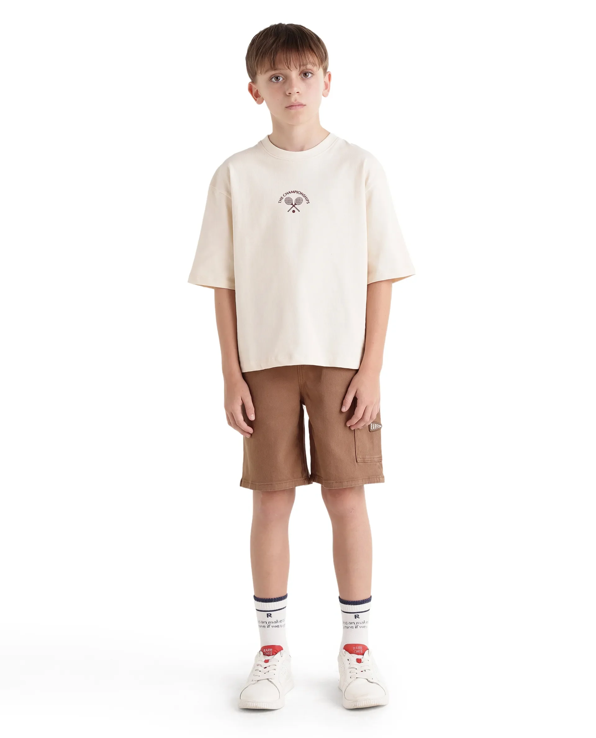 Rare Ones Kids Olio Light Brown Cotton Fabric Pull-On Closure Regular Fit Shorts - Image 4