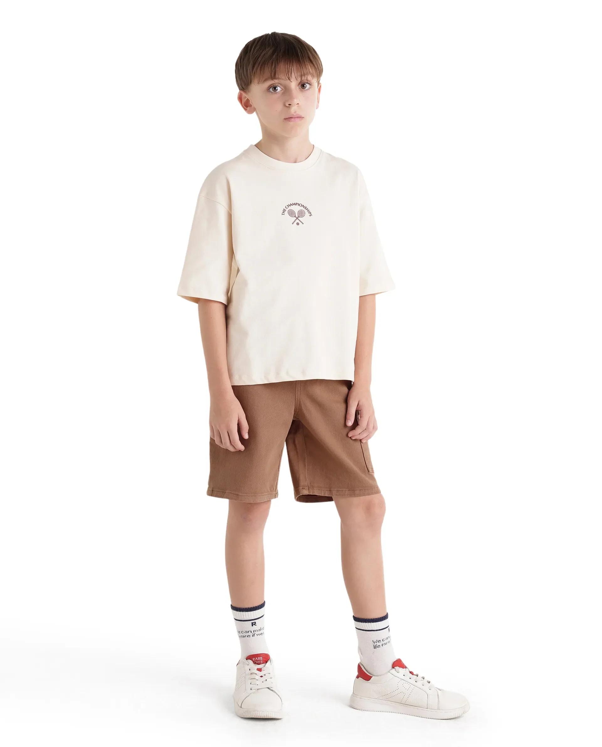 Rare Ones Kids Olio Light Brown Cotton Fabric Pull-On Closure Regular Fit Shorts - Image 6