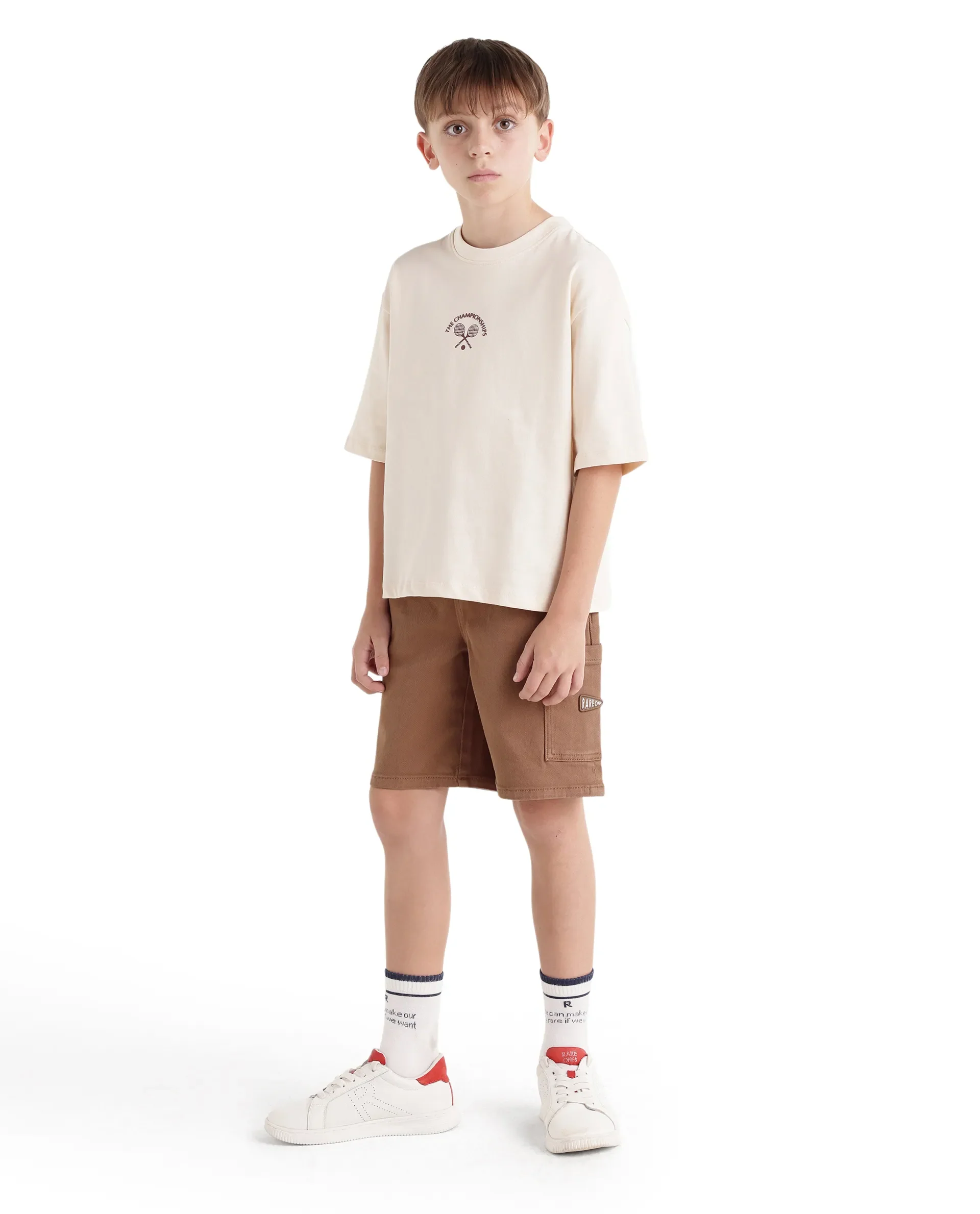 Rare Ones Kids Olio Light Brown Cotton Fabric Pull-On Closure Regular Fit Shorts - Image 7
