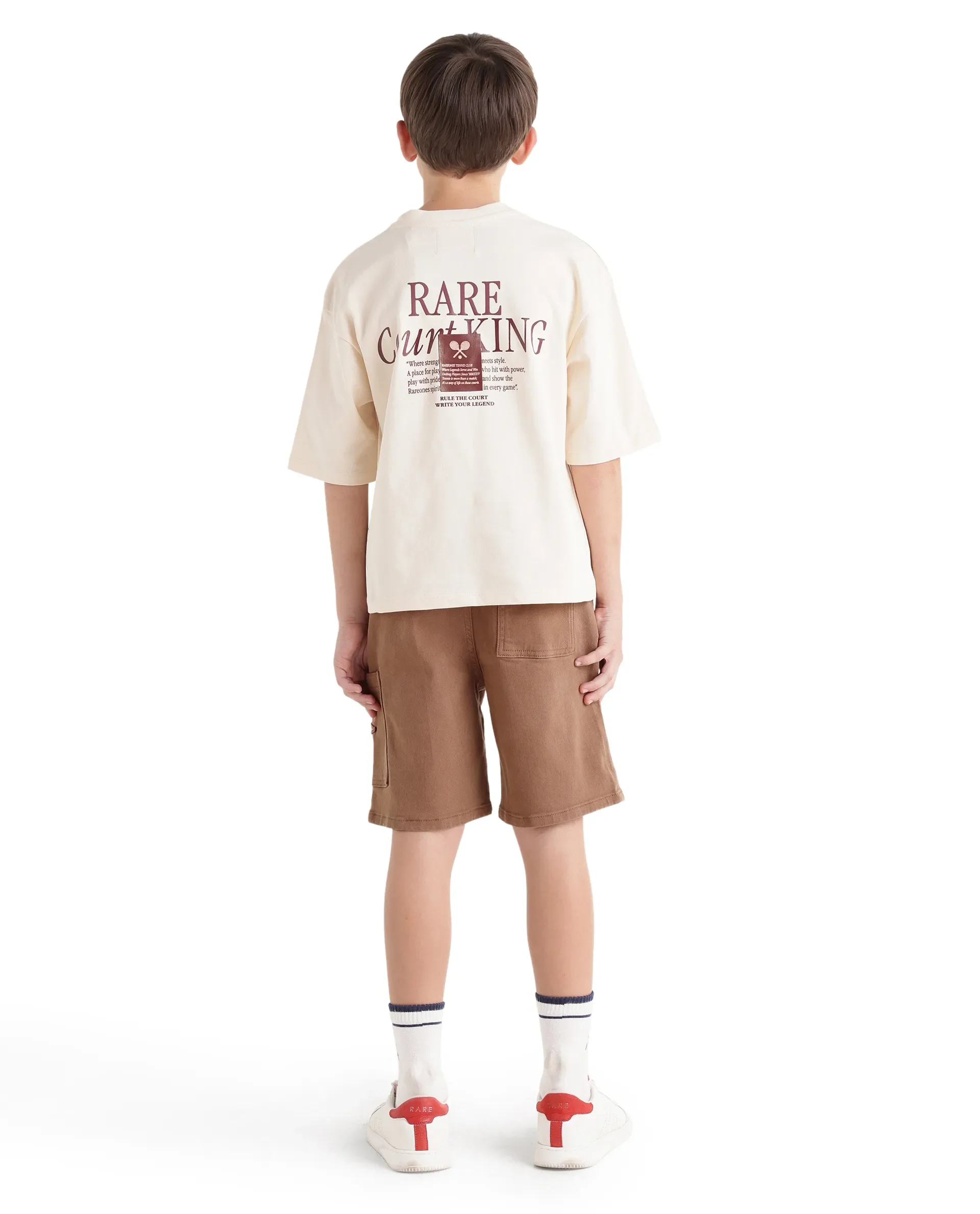 Rare Ones Kids Olio Light Brown Cotton Fabric Pull-On Closure Regular Fit Shorts - Image 8