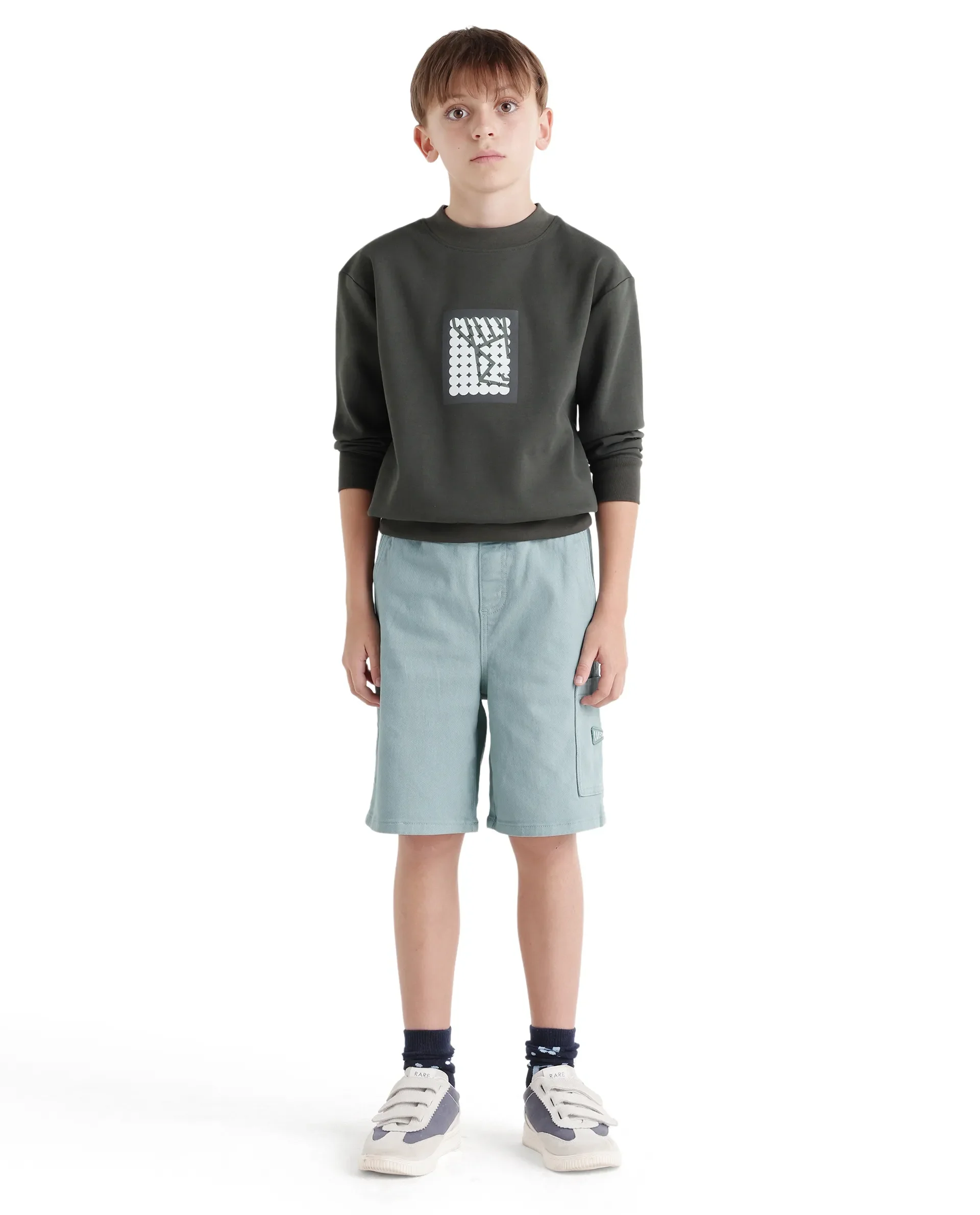 Rare Ones Kids Olio Sage Cotton Fabric Pull-On Closure Regular Fit Shorts - Image 4