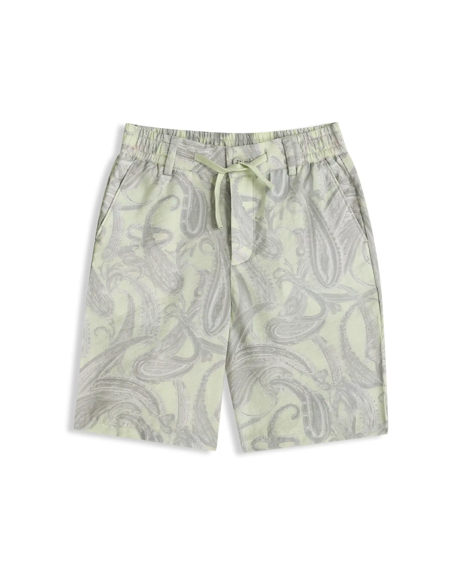 Rare Ones Kids Pasel-B Fluorescent Green Viscose Blend Button Closure Regular Fit Shorts - Image 2