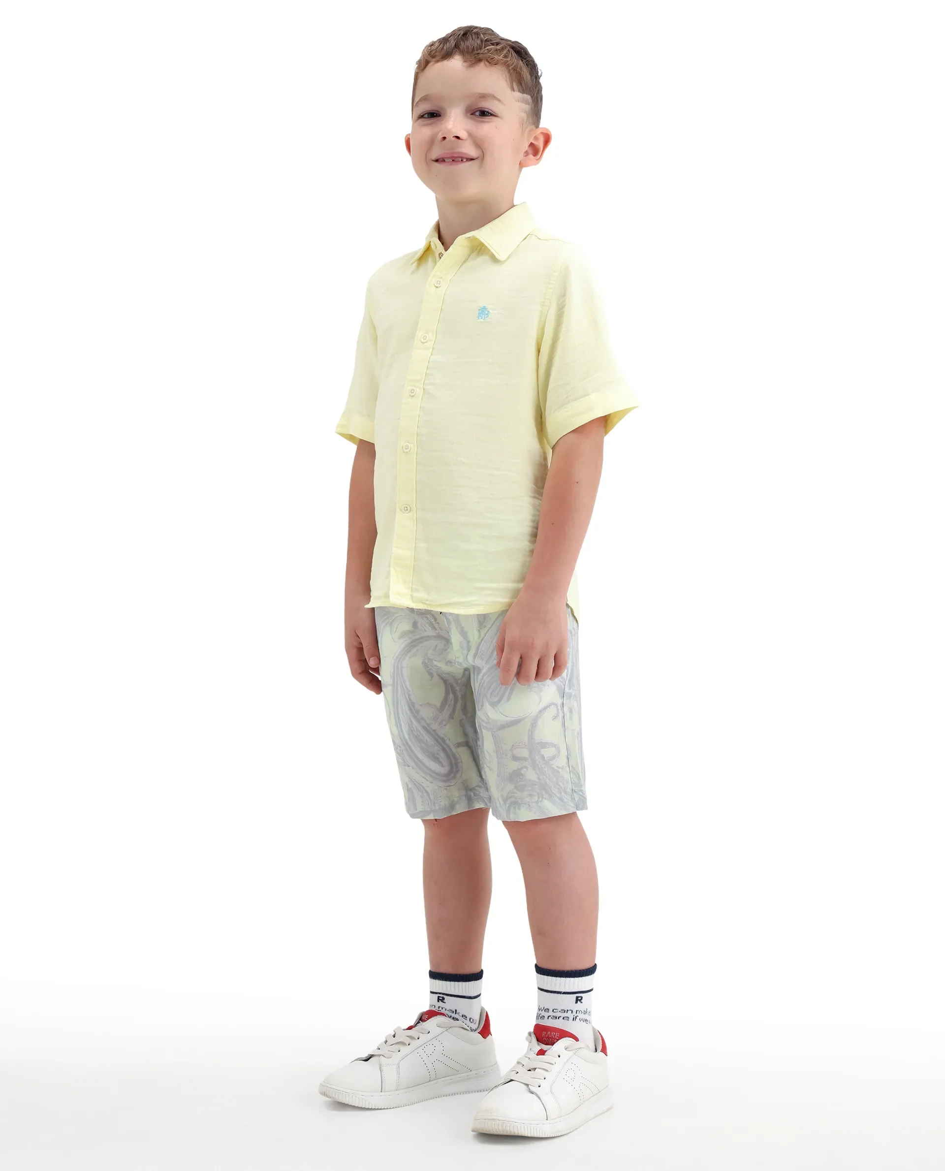 Rare Ones Kids Pasel-B Fluorescent Green Viscose Blend Button Closure Regular Fit Shorts - Image 6