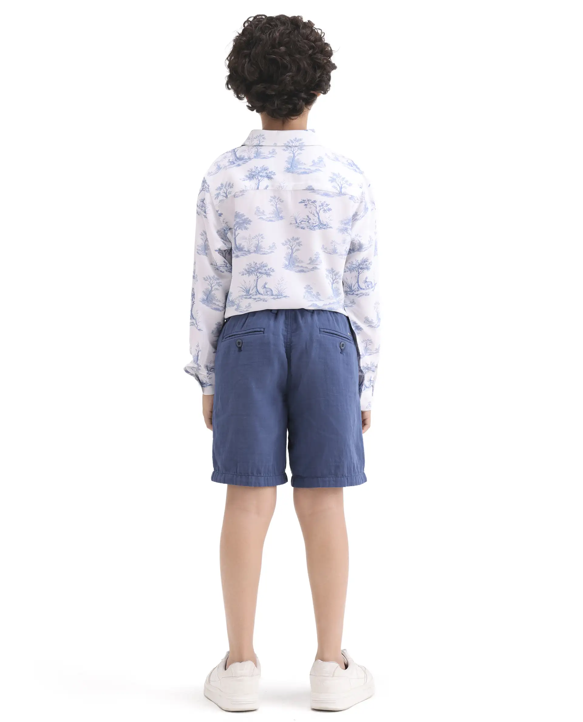 Rare Ones Kids Pinto-K-26 Blue Cotton Blend Button Closure Regular Fit Shorts - Image 7