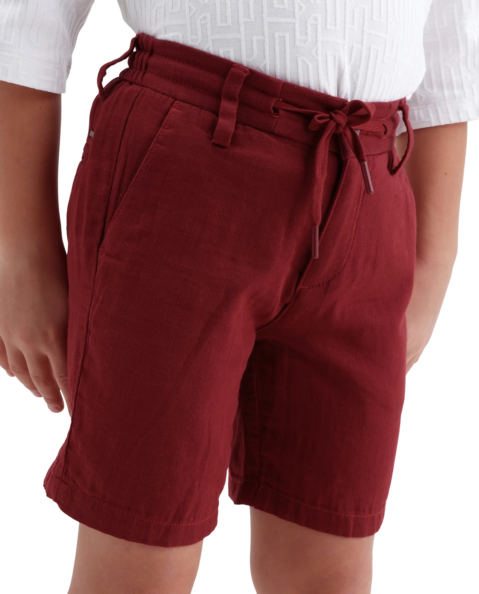Rare Ones Kids Pinto-K-26 Red Cotton Blend Button Closure Regular Fit Shorts - Image 4