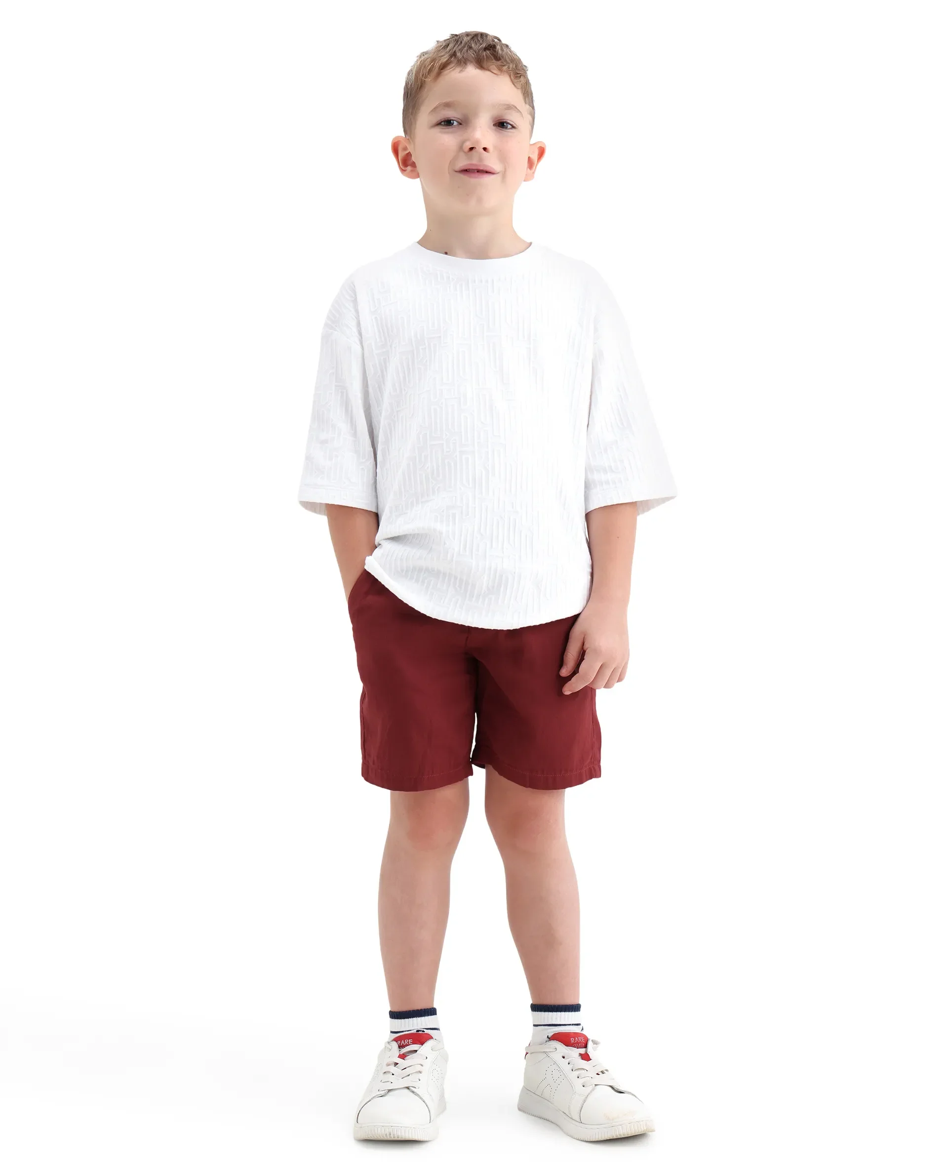 Rare Ones Kids Pinto-K-26 Red Cotton Blend Button Closure Regular Fit Shorts - Image 5