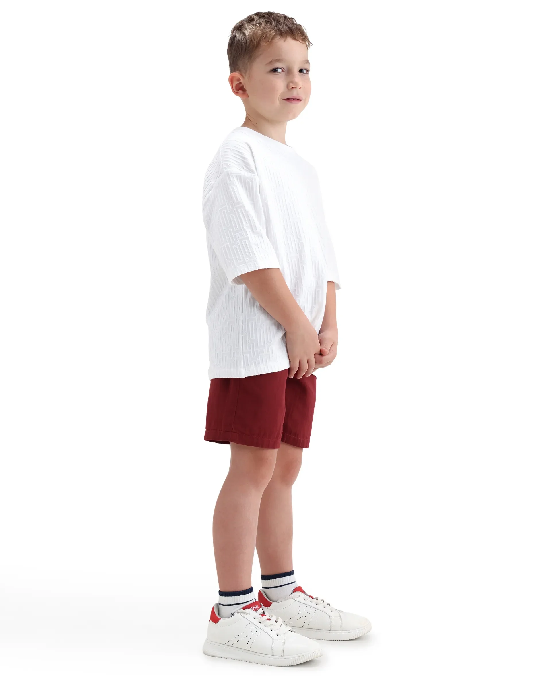 Rare Ones Kids Pinto-K-26 Red Cotton Blend Button Closure Regular Fit Shorts - Image 7