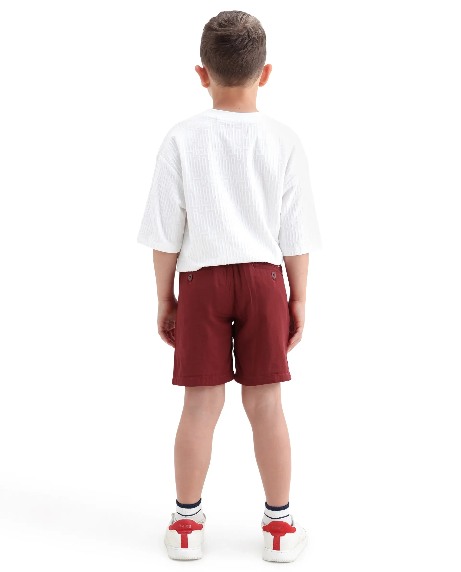 Rare Ones Kids Pinto-K-26 Red Cotton Blend Button Closure Regular Fit Shorts - Image 8