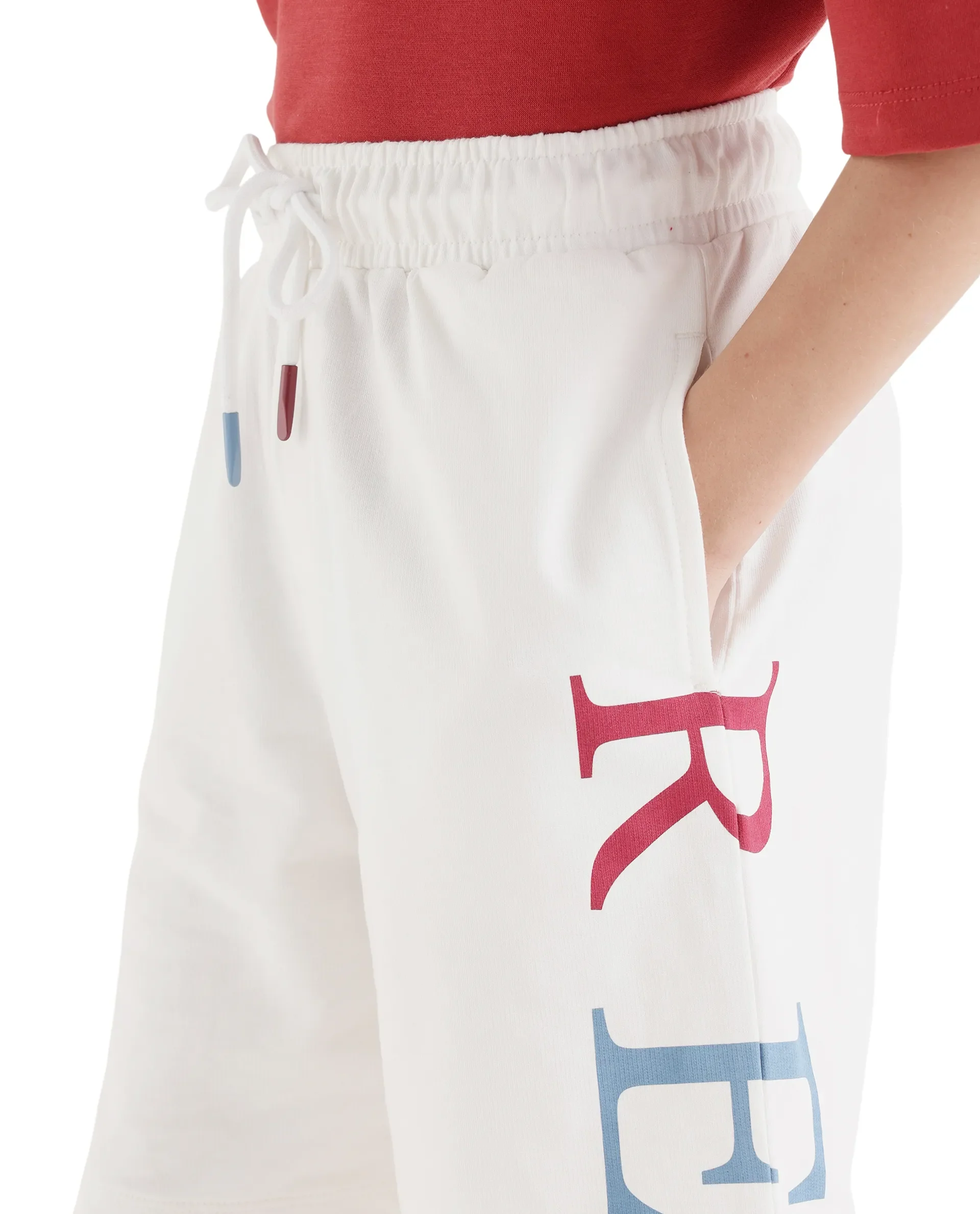 Rare Ones Kids Rixo-B White Cotton Fabric Drawstring Closure Pigment Print Regular Fit Shorts - Image 4