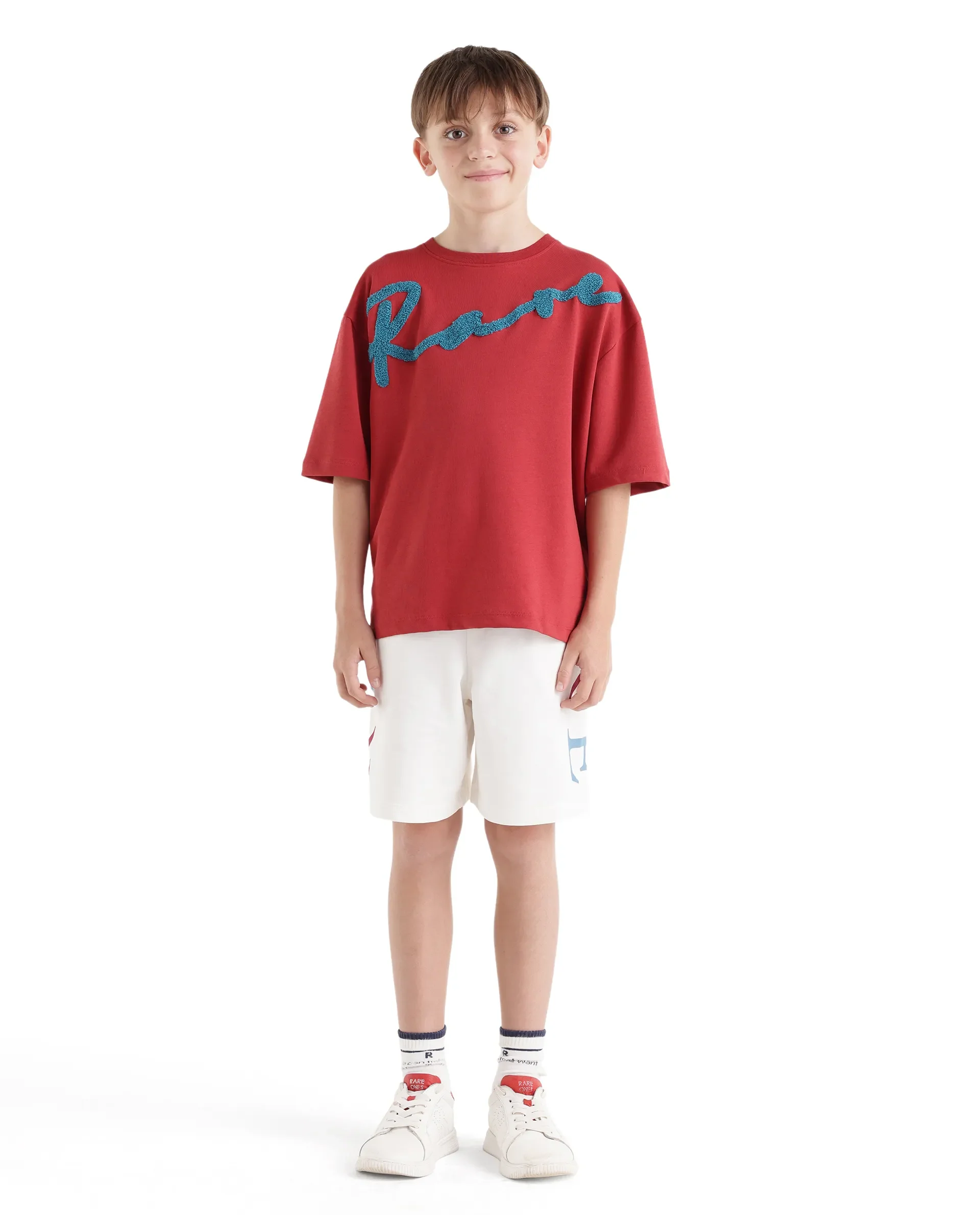 Rare Ones Kids Rixo-B White Cotton Fabric Drawstring Closure Pigment Print Regular Fit Shorts - Image 5