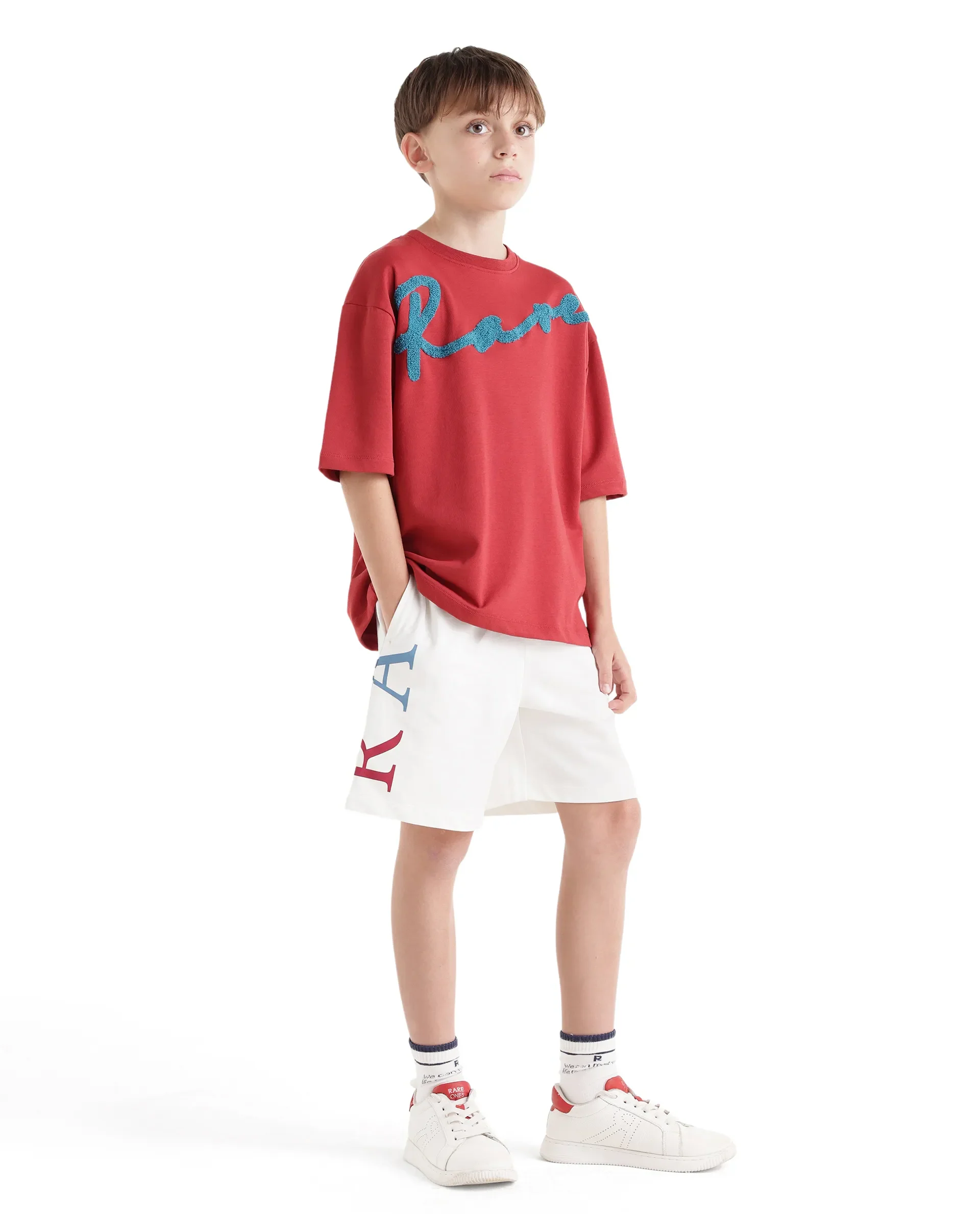 Rare Ones Kids Rixo-B White Cotton Fabric Drawstring Closure Pigment Print Regular Fit Shorts - Image 6