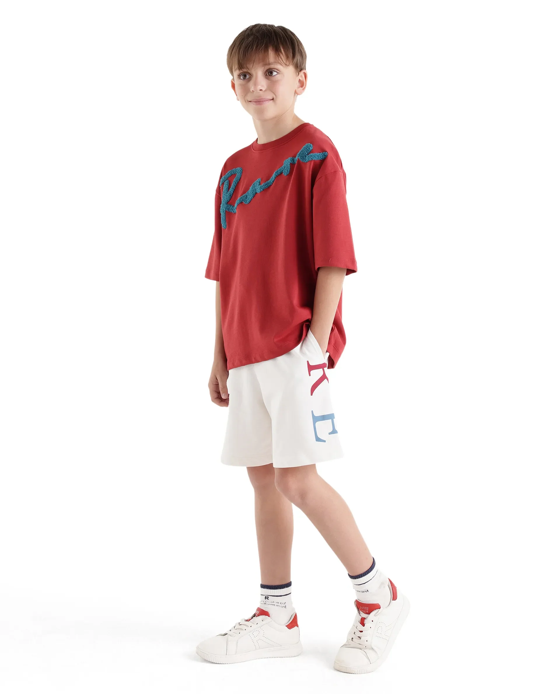 Rare Ones Kids Rixo-B White Cotton Fabric Drawstring Closure Pigment Print Regular Fit Shorts - Image 7
