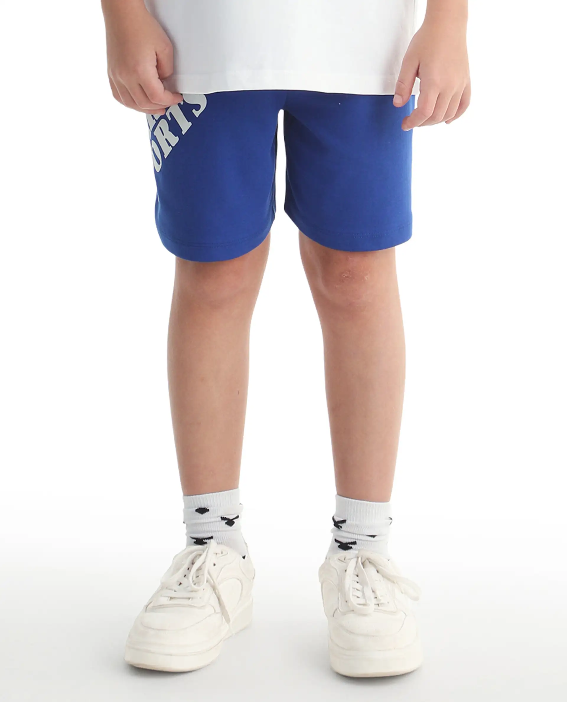 Rare Ones Kids Skil-B Blue Cotton Blend Fabric Drawstring Closure Pigment Print Boxy Fit Shorts - Image 2