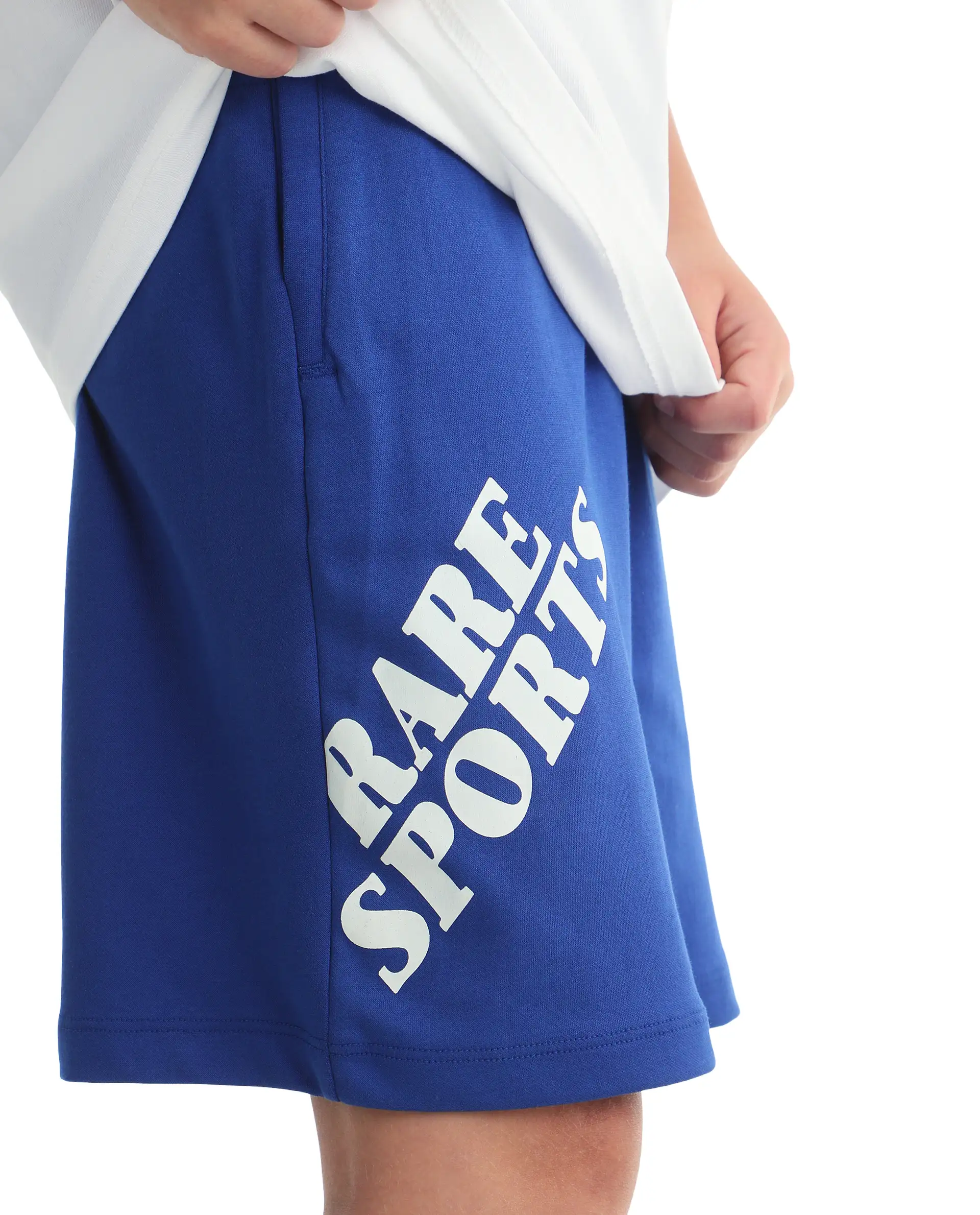 Rare Ones Kids Skil-B Blue Cotton Blend Fabric Drawstring Closure Pigment Print Boxy Fit Shorts - Image 4
