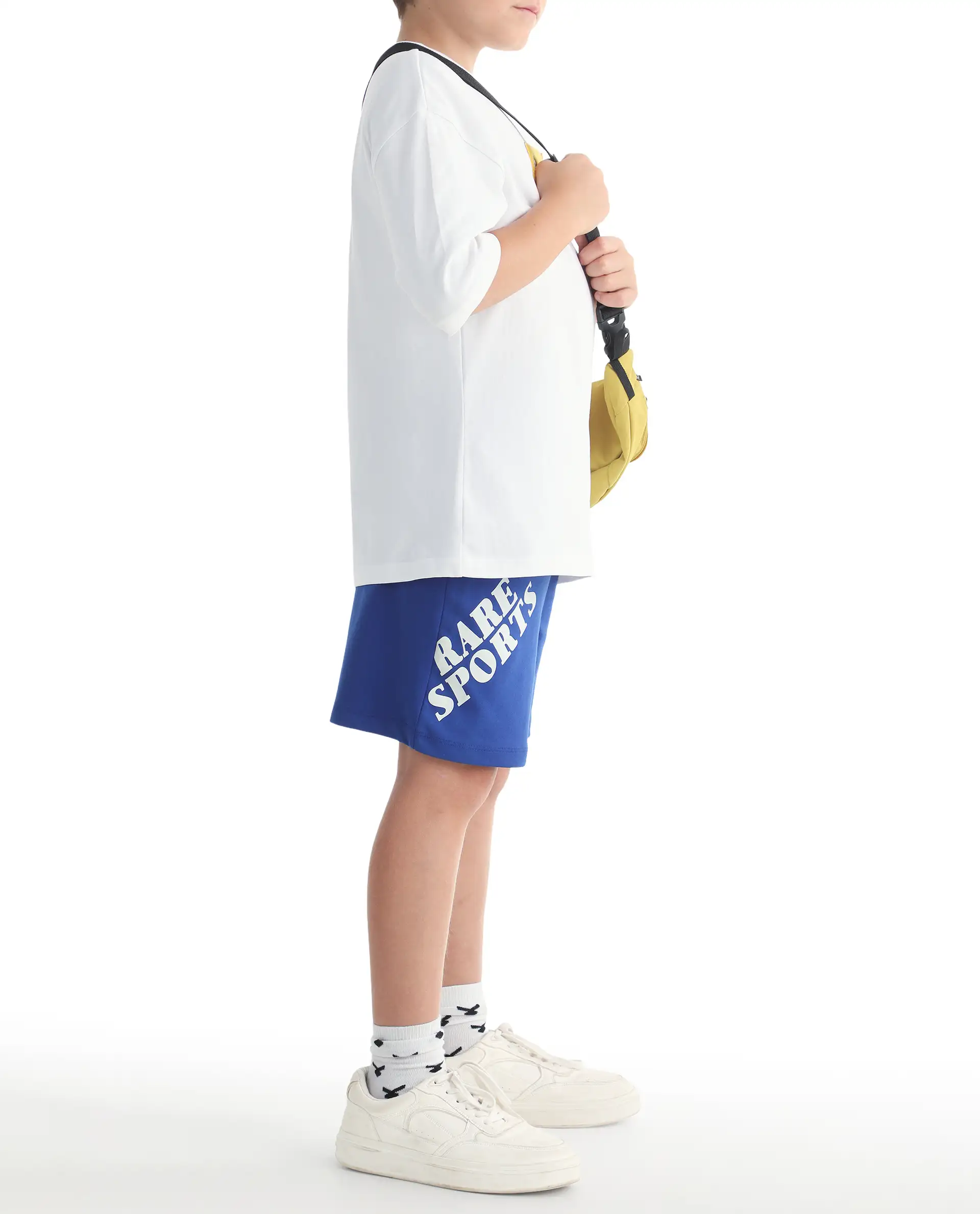 Rare Ones Kids Skil-B Blue Cotton Blend Fabric Drawstring Closure Pigment Print Boxy Fit Shorts - Image 5