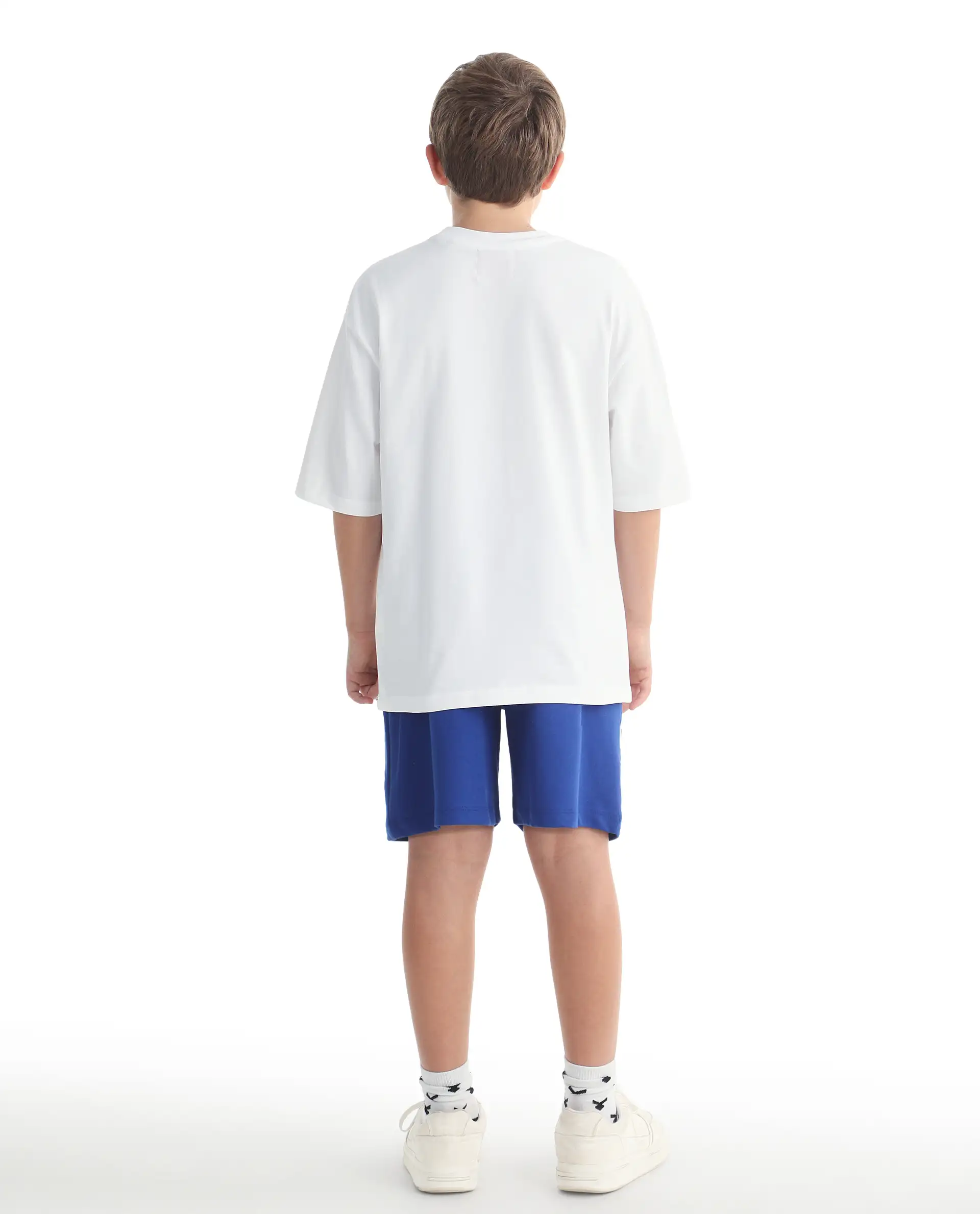 Rare Ones Kids Skil-B Blue Cotton Blend Fabric Drawstring Closure Pigment Print Boxy Fit Shorts - Image 8
