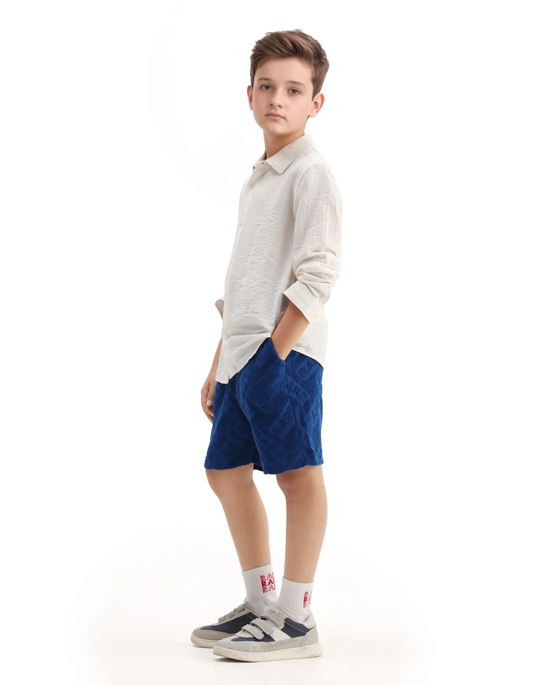 Rare Ones Kids Zilo-B Blue Cotton All Over Print Drawstring Closure Regular Fit Shorts - Image 7