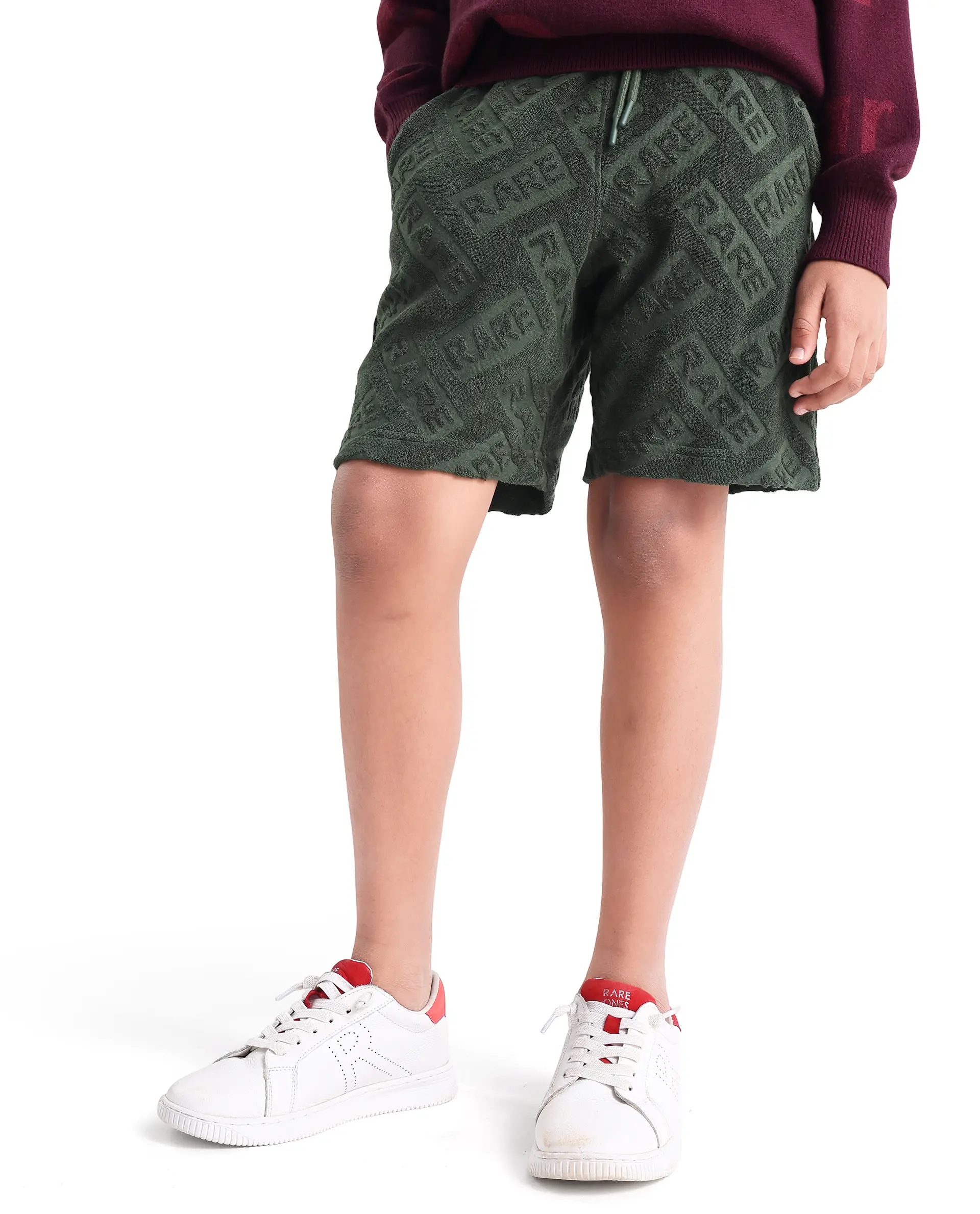 Rare Ones Kids Zilo-B Olive Cotton All Over Print Drawstring Closure Regular Fit Shorts - Image 2