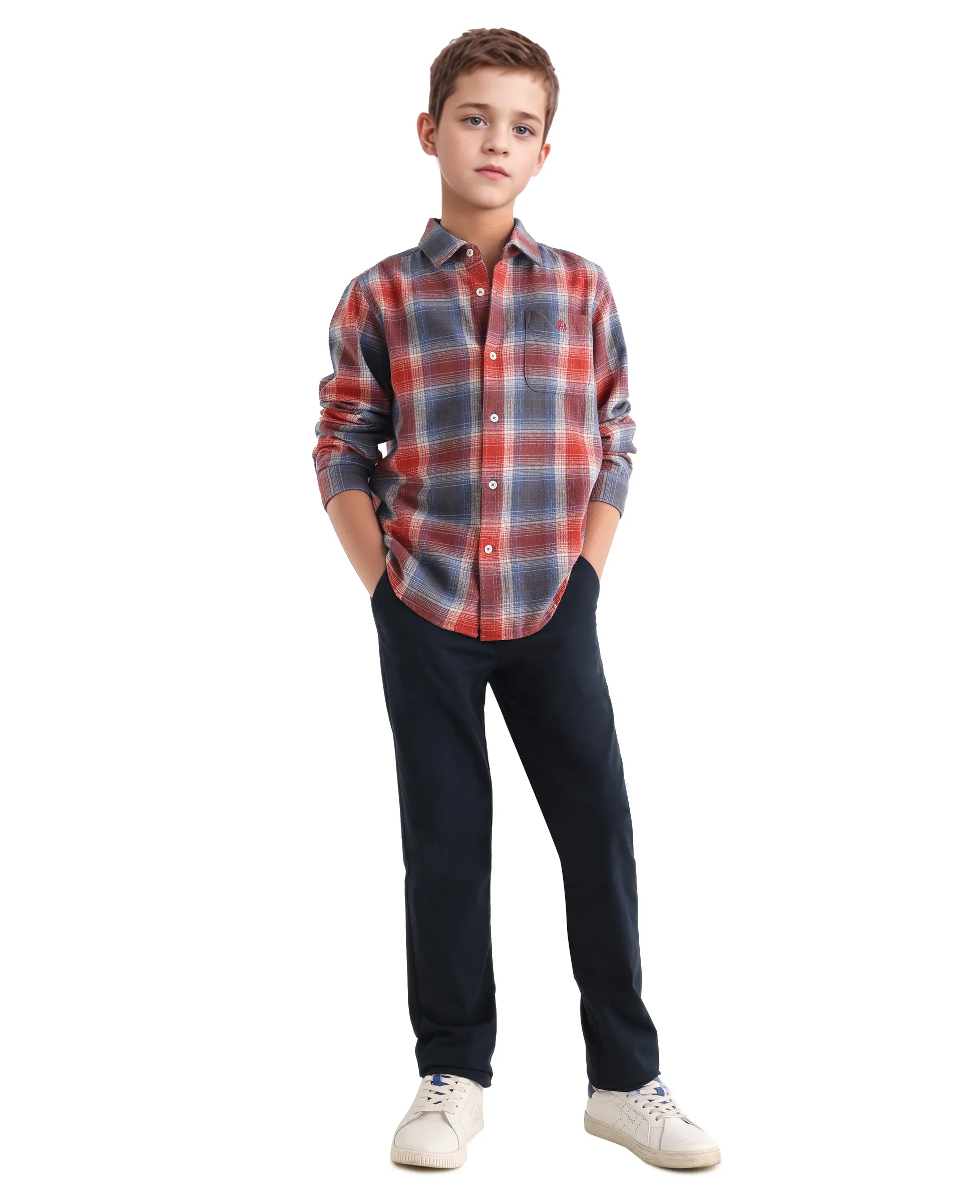 Rare Ones Kids Soren Dusky Rust Cotton Checked Button Closure Regular Fit Shirt - Image 2