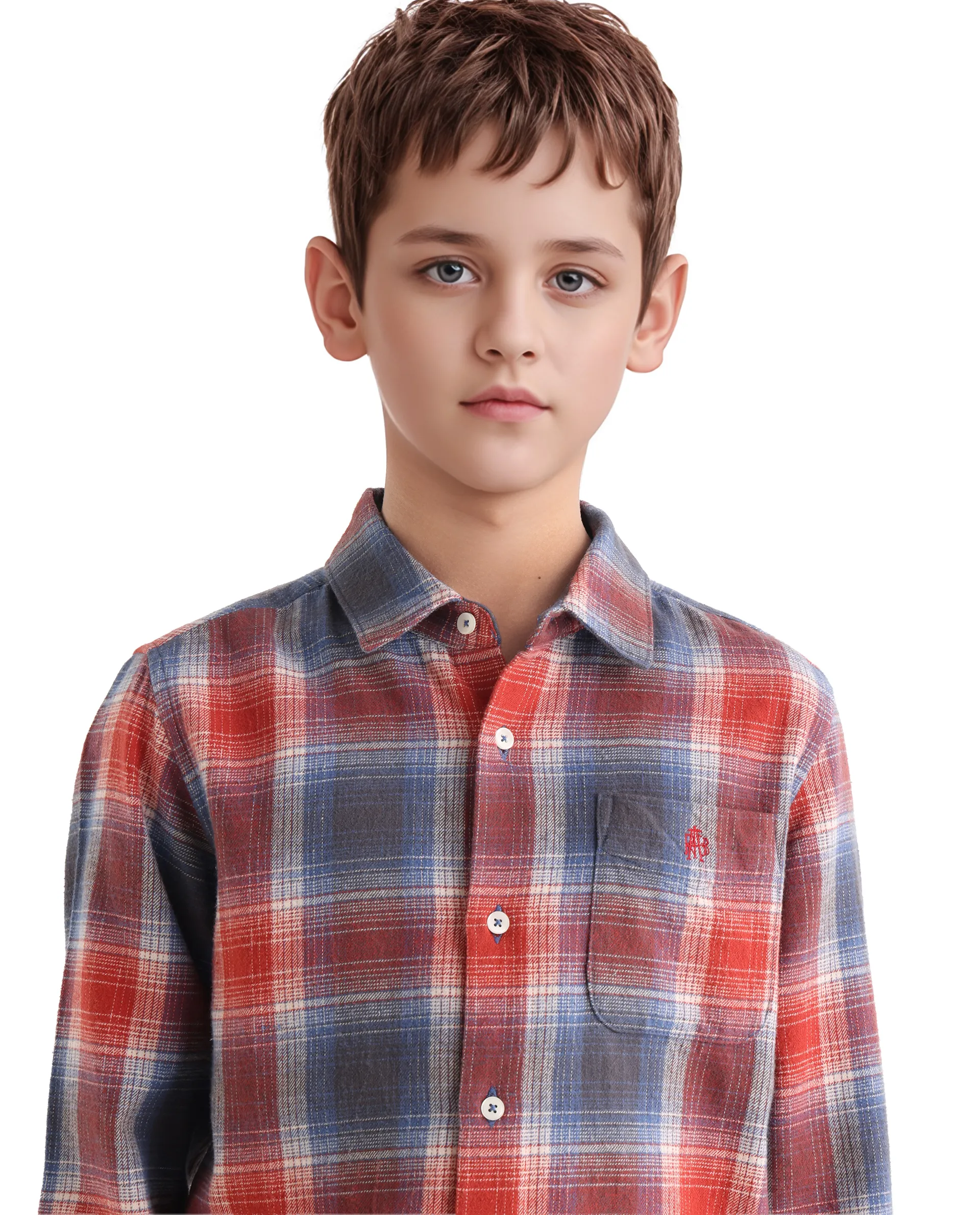 Rare Ones Kids Soren Dusky Rust Cotton Checked Button Closure Regular Fit Shirt - Image 4