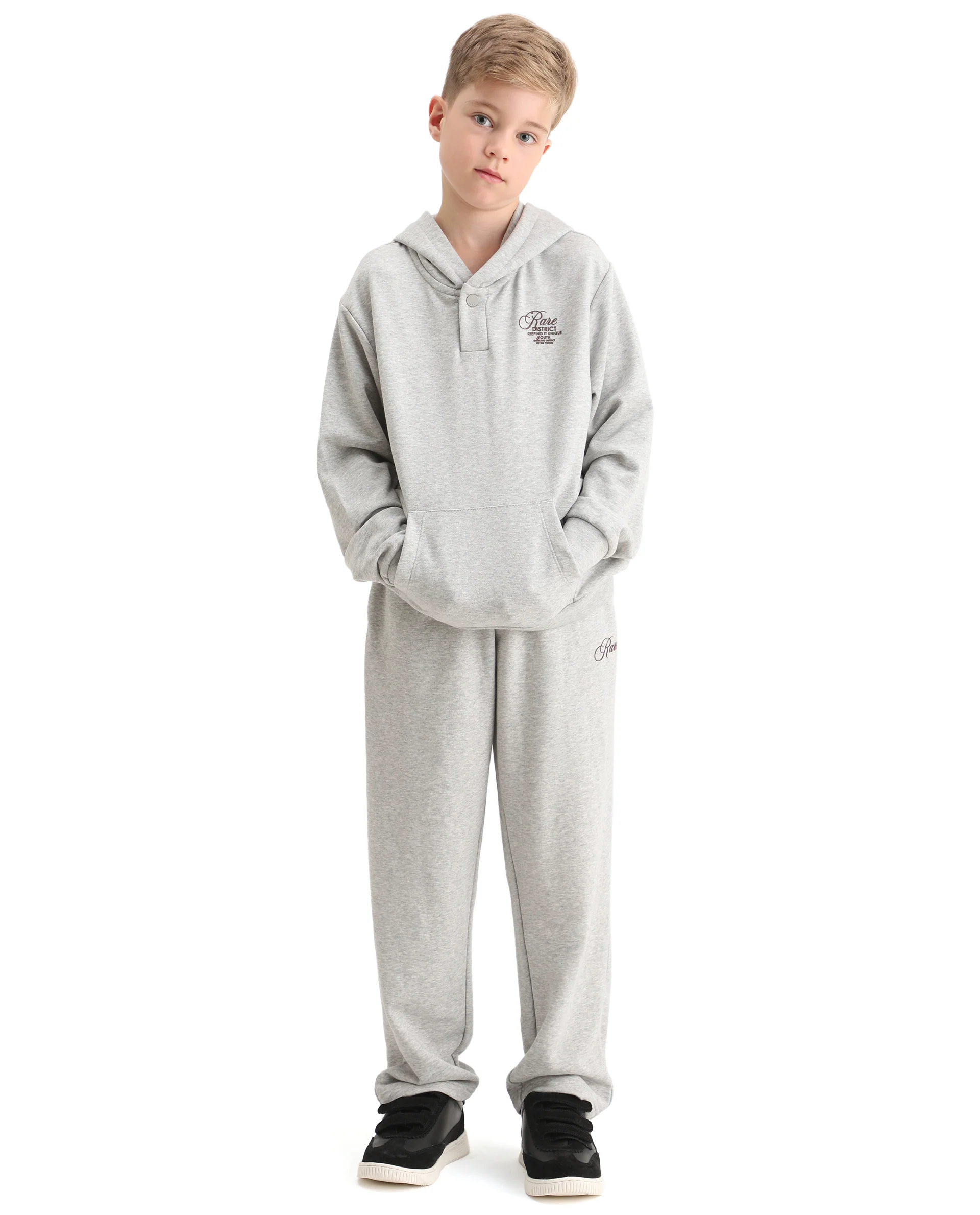 Rare Ones Kids Arno Melange Grey Cotton Blend Hd Print Oversized Sweatshirt - Image 2