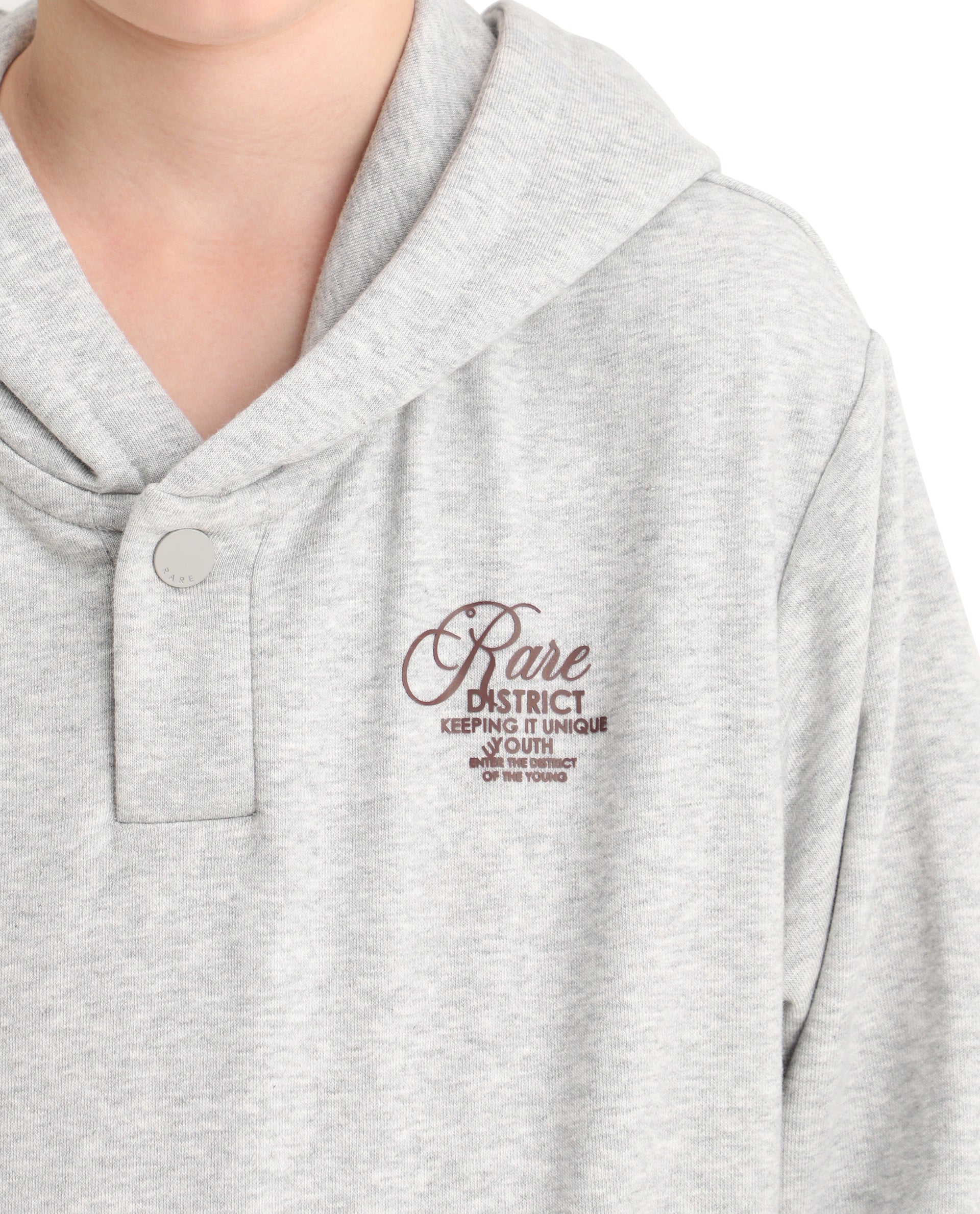 Rare Ones Kids Arno Melange Grey Cotton Blend Hd Print Oversized Sweatshirt - Image 3