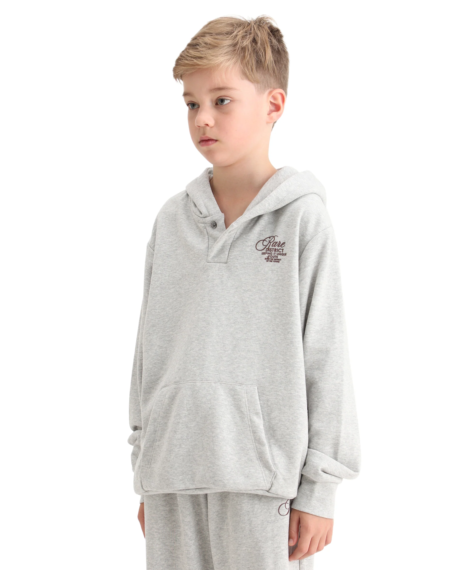 Rare Ones Kids Arno Melange Grey Cotton Blend Hd Print Oversized Sweatshirt - Image 4