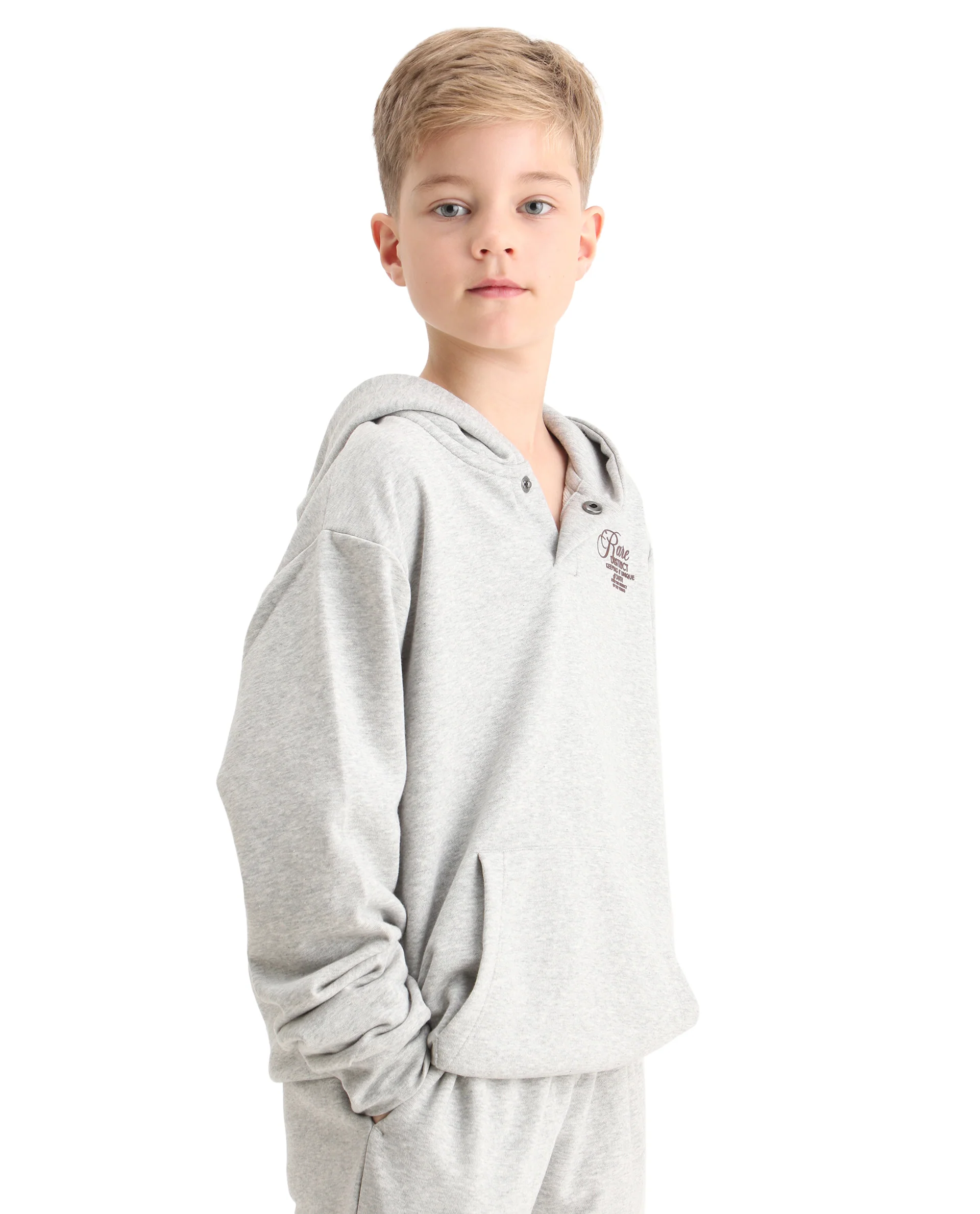 Rare Ones Kids Arno Melange Grey Cotton Blend Hd Print Oversized Sweatshirt - Image 5
