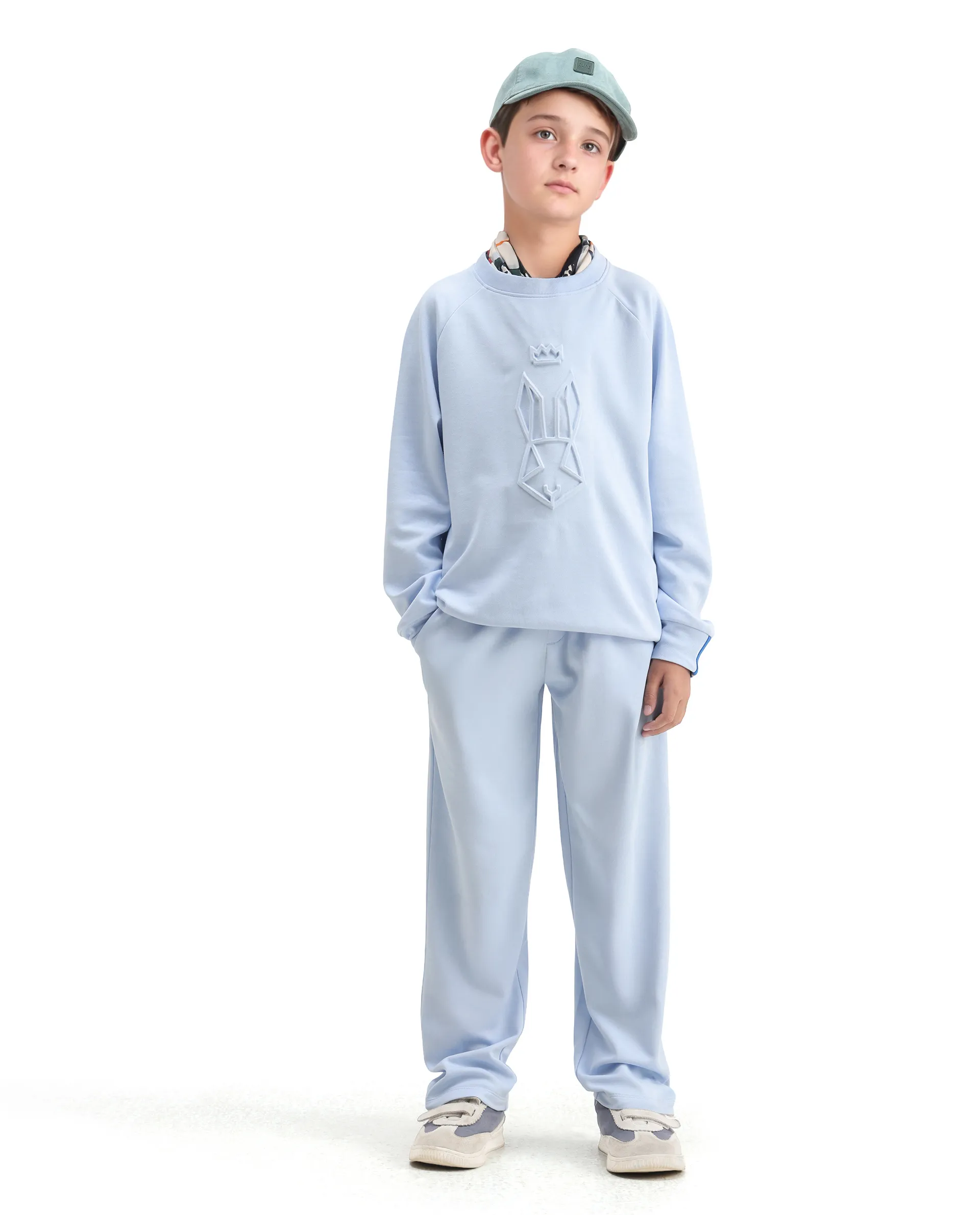 Rare Ones Kids Cadi Lilac Cotton Blend Full Sleeves Embossed Oversized Sweatshirt - Image 2