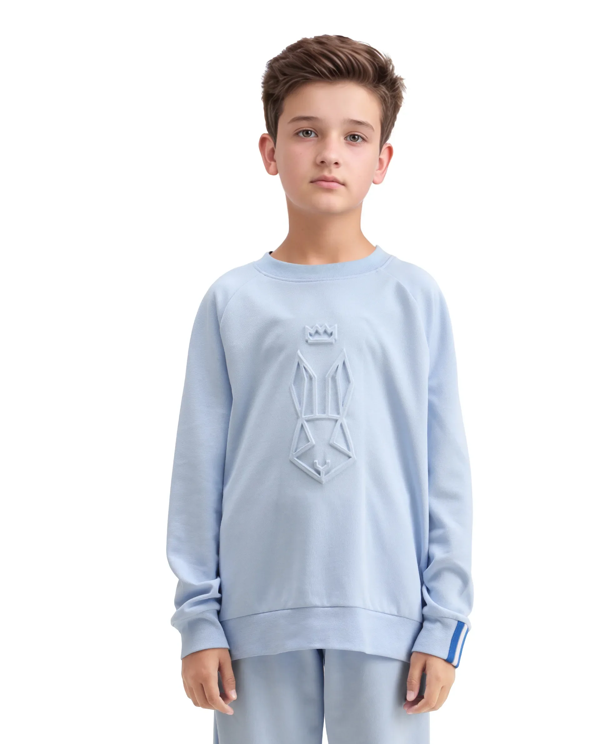 Rare Ones Kids Cadi Lilac Cotton Blend Full Sleeves Embossed Oversized Sweatshirt - Image 3