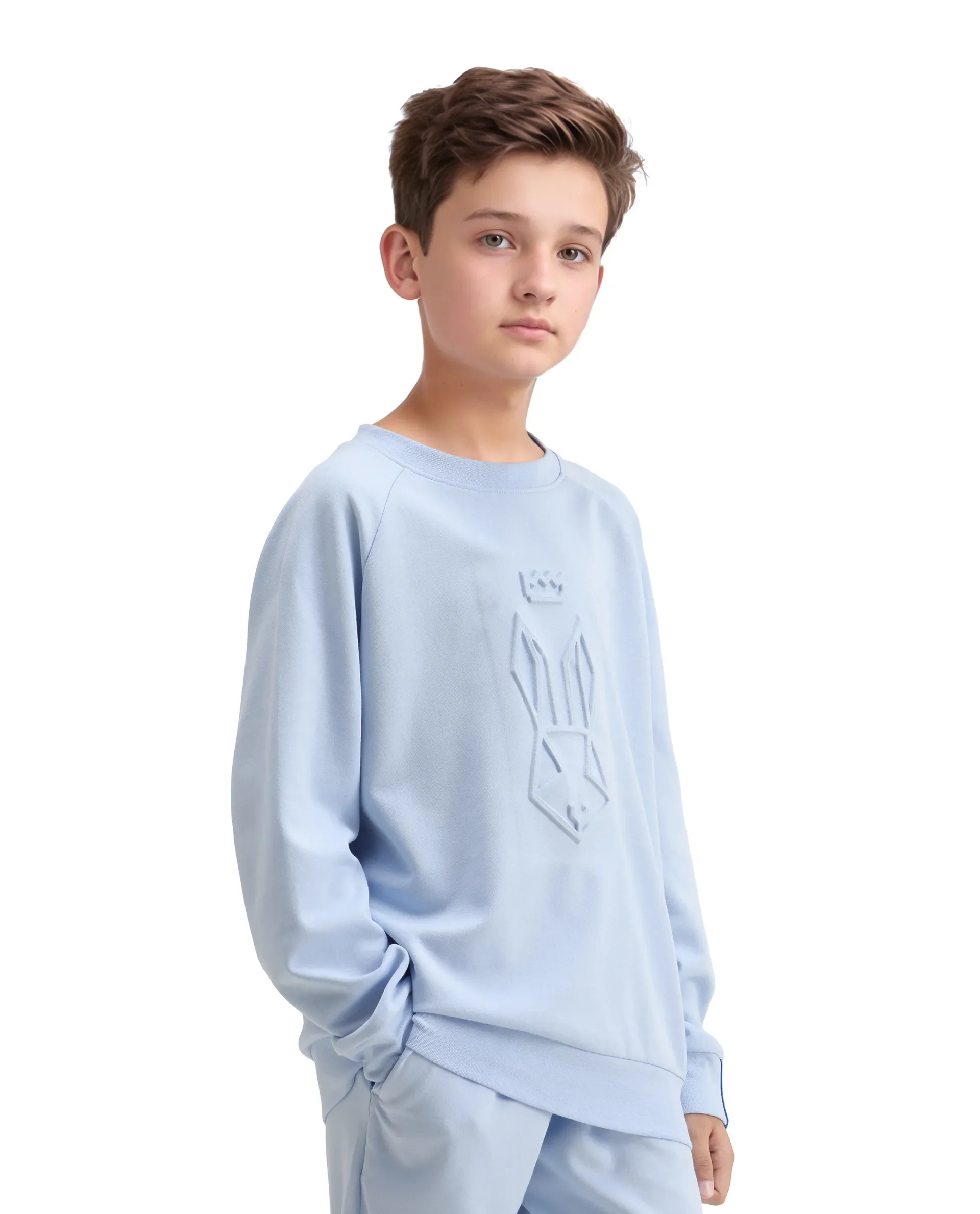Rare Ones Kids Cadi Lilac Cotton Blend Full Sleeves Embossed Oversized Sweatshirt - Image 5