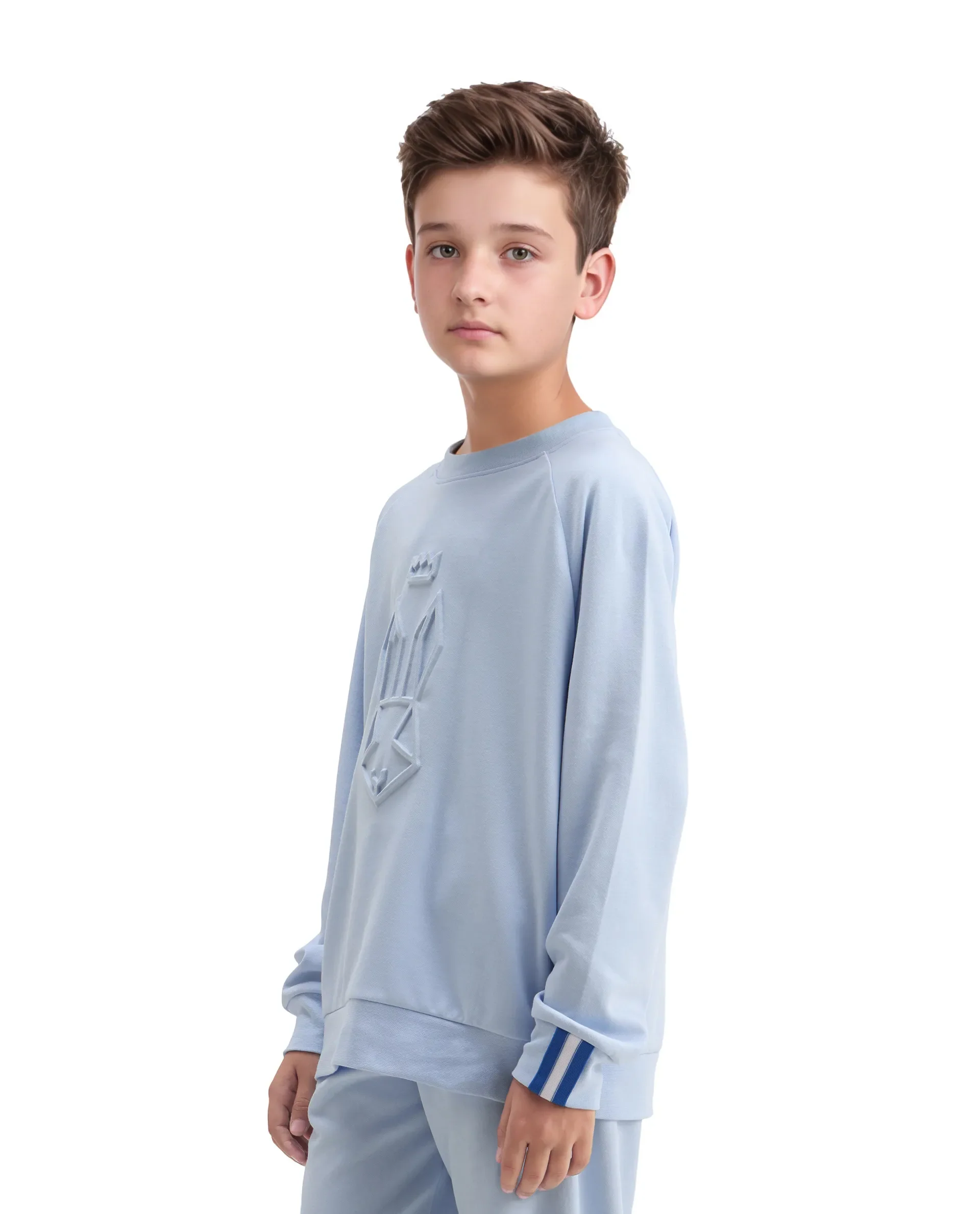 Rare Ones Kids Cadi Lilac Cotton Blend Full Sleeves Embossed Oversized Sweatshirt - Image 6