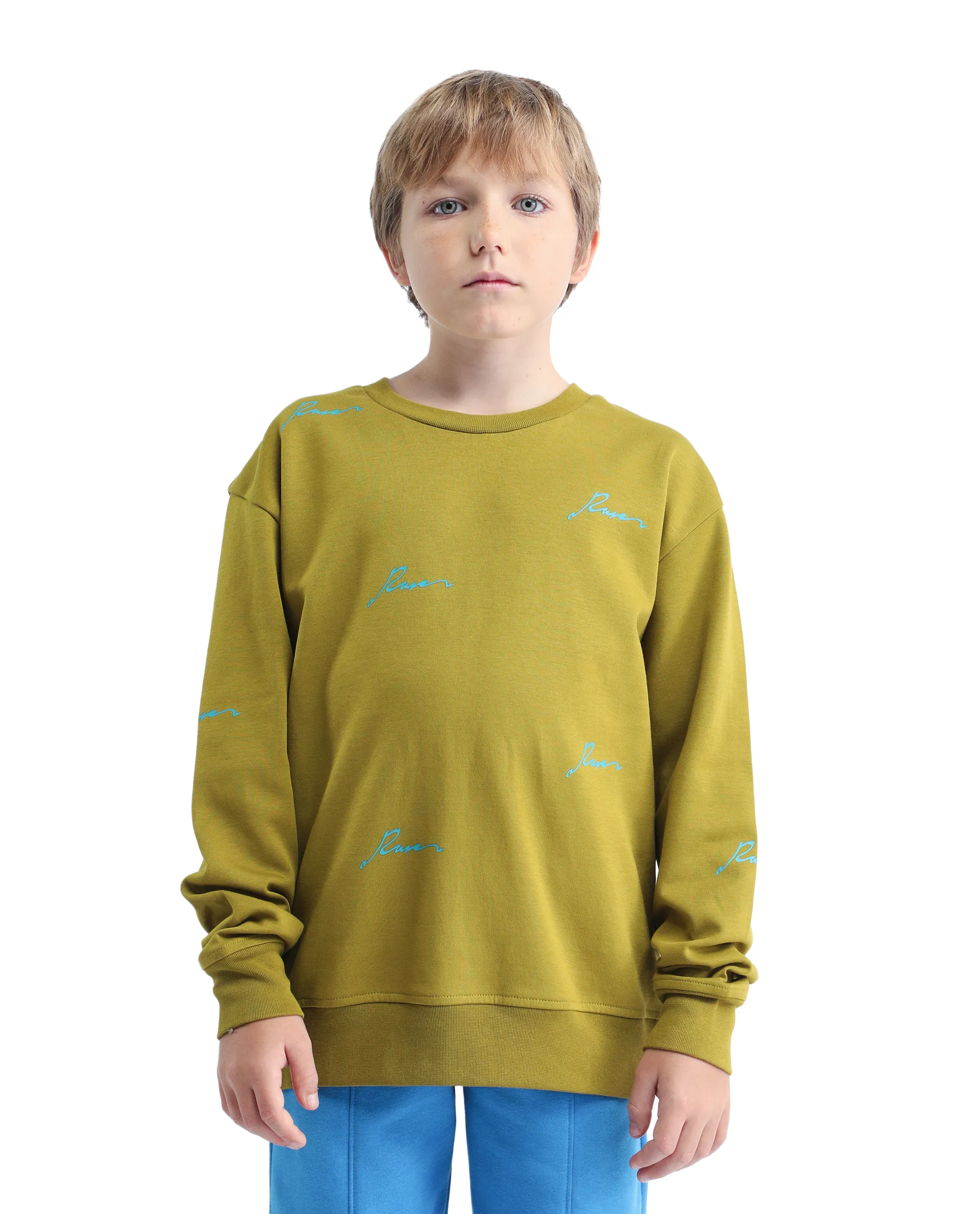 Rare Ones Kids Criz Olive Cotton Blend All Over Print Oversized Sweatshirt - Image 3
